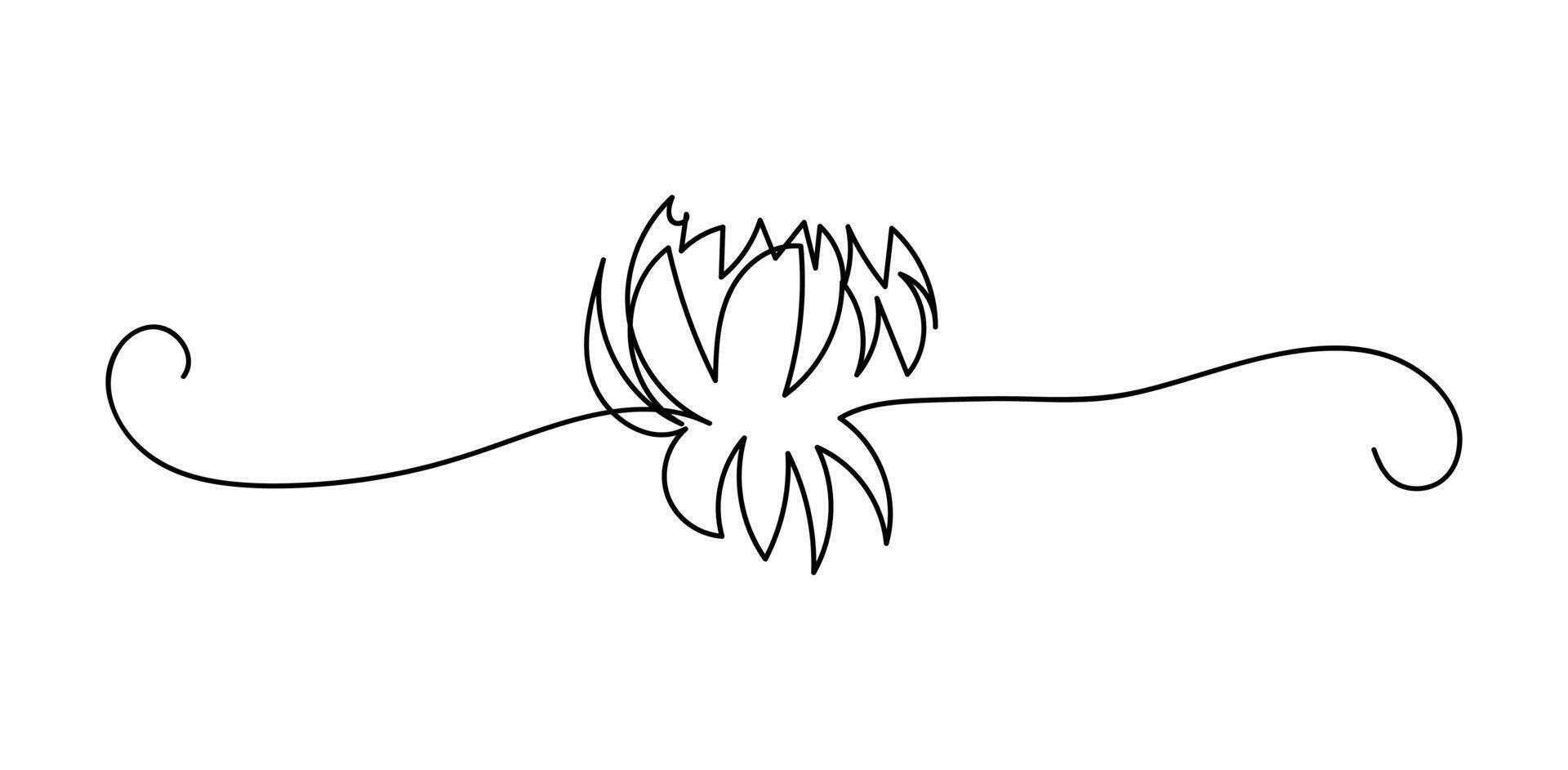 chrysanthemum one line drawing. Abstract flower continuous line drawing. Continuous line drawing of cute flower .Hand drawn sketch of flower with leaves. vector
