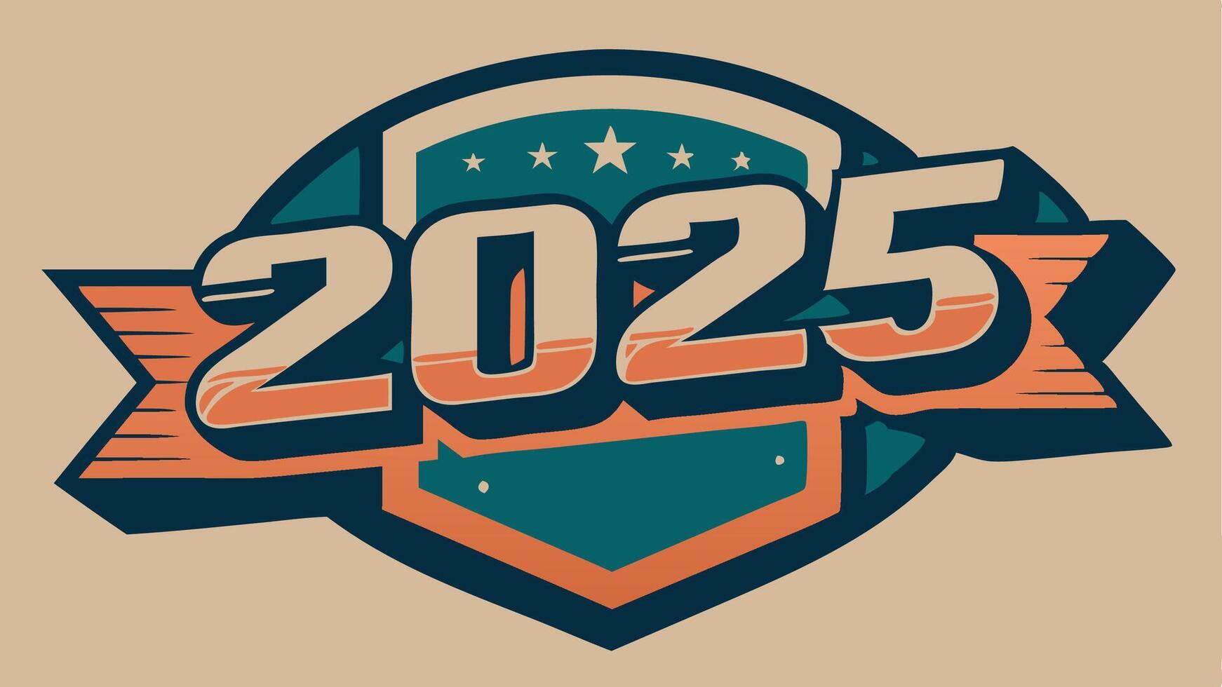 2025 greeting card new year vintage effect vector