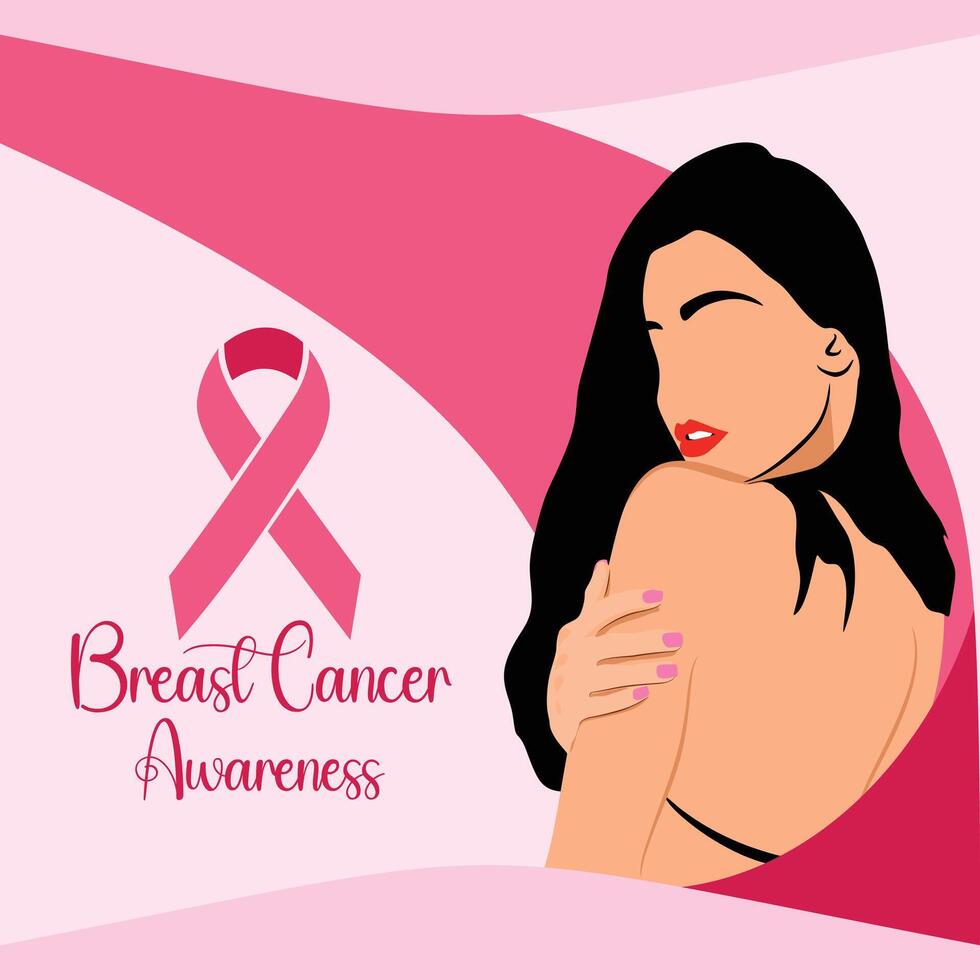 breast cancer awareness banner design with cancer lady illustration design and October 19 banner design or cancer template design with cancer icon vector