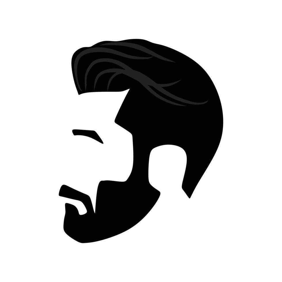face and barber face logo and man's salon logo black and white design one site face logo vector