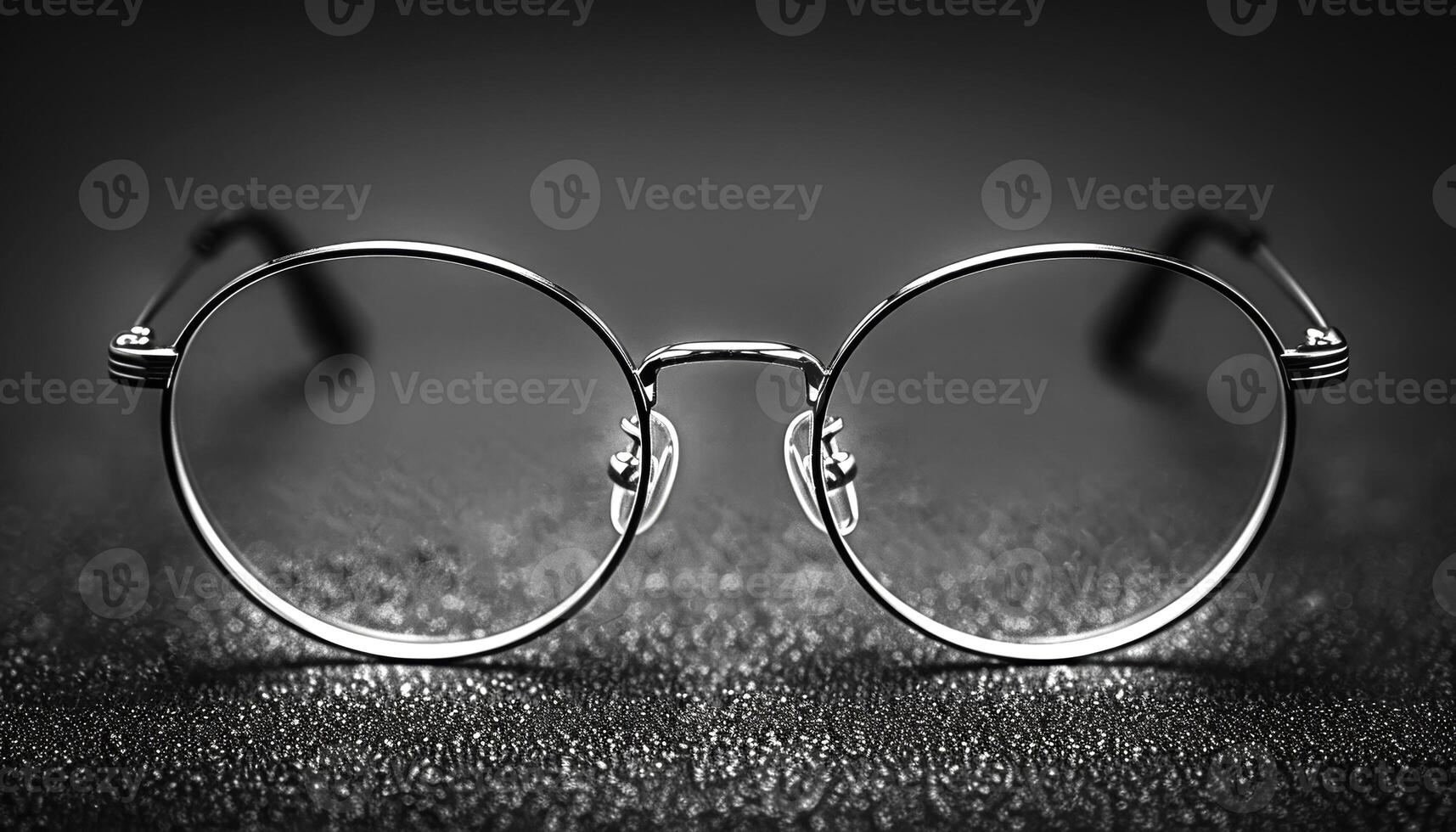 A pair of glasses with a black frame and a silver rim photo