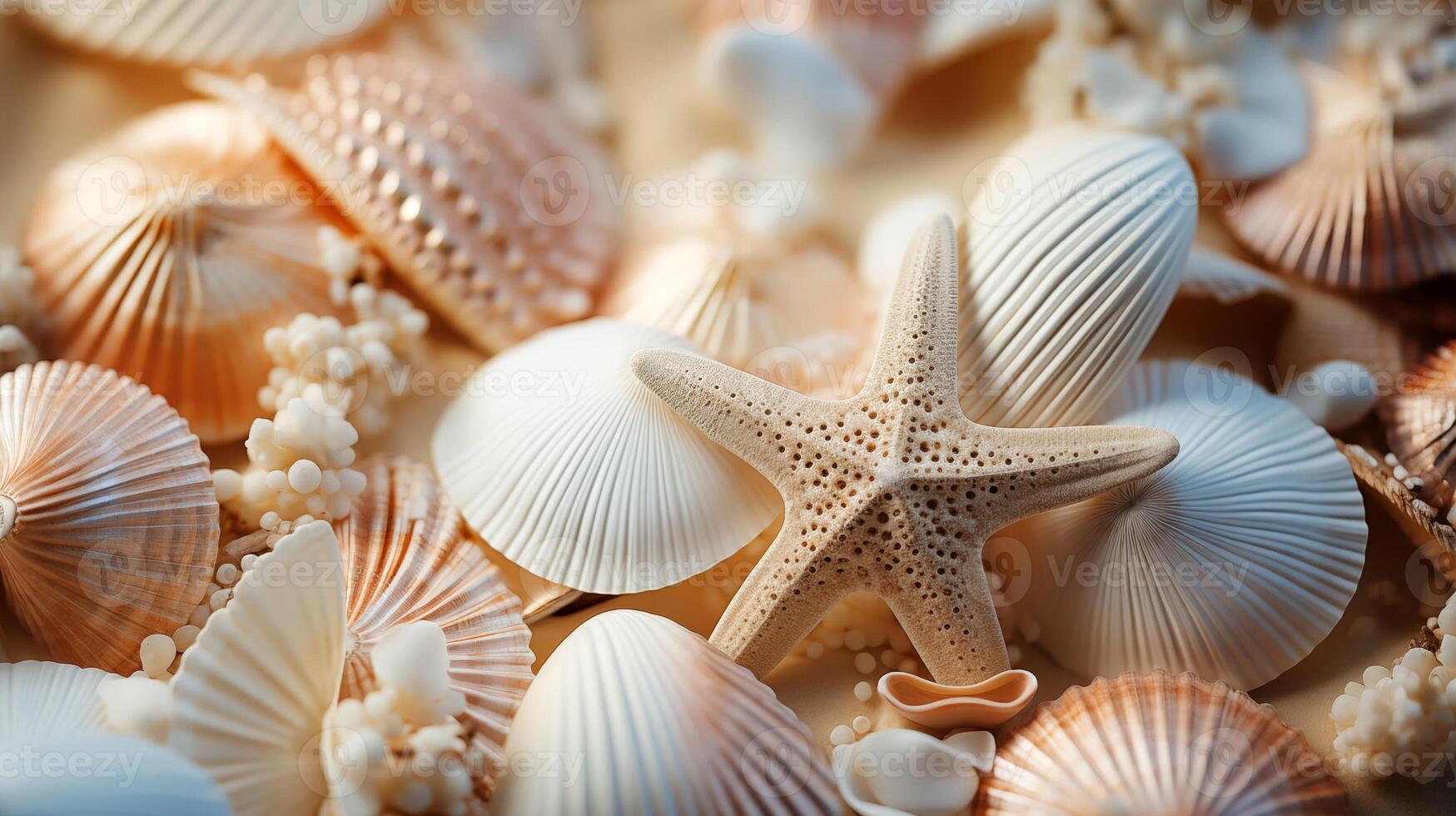 Close-up image of different colorful shells photo