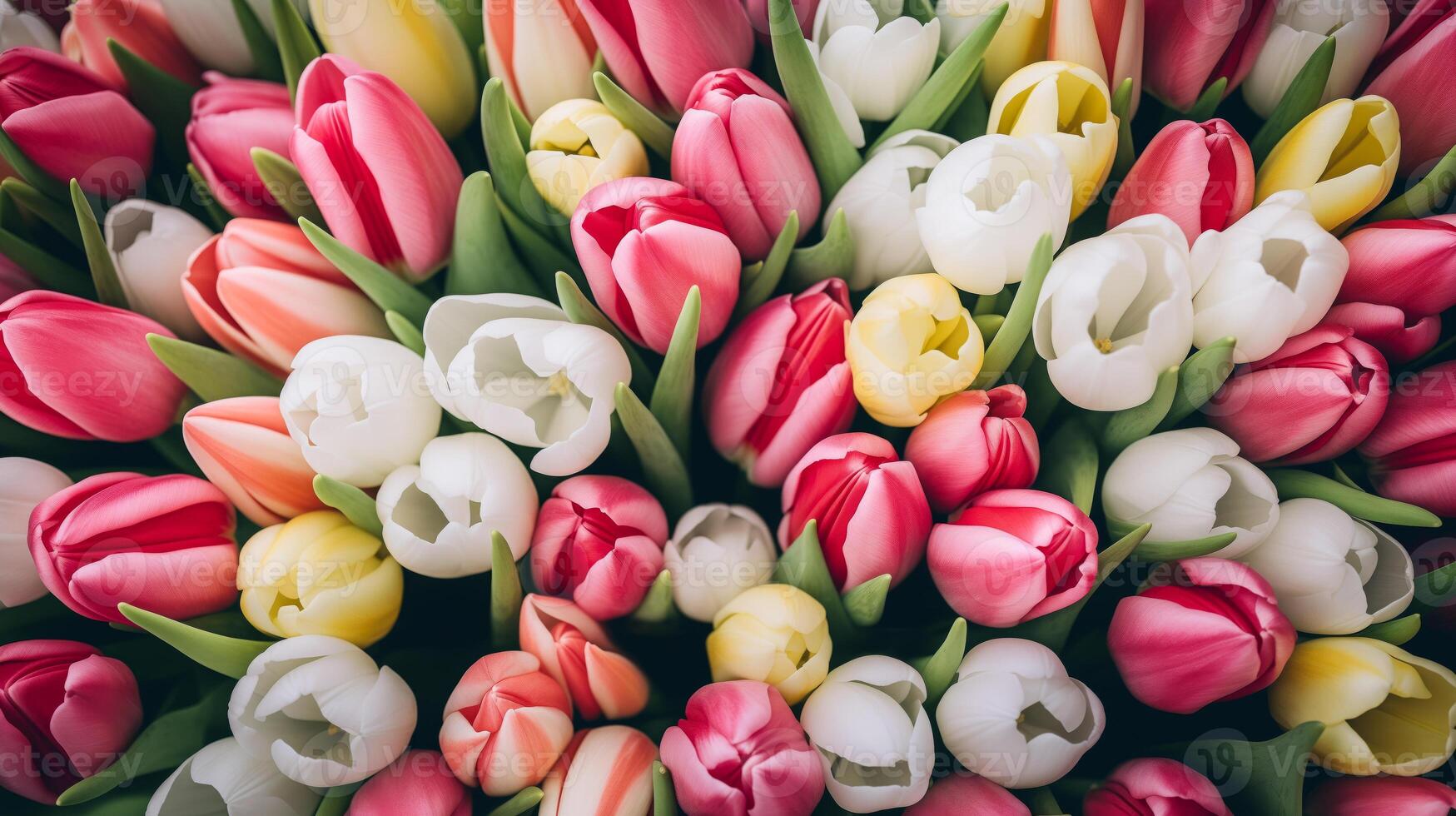 Close-up image of colorful spring tulips photo