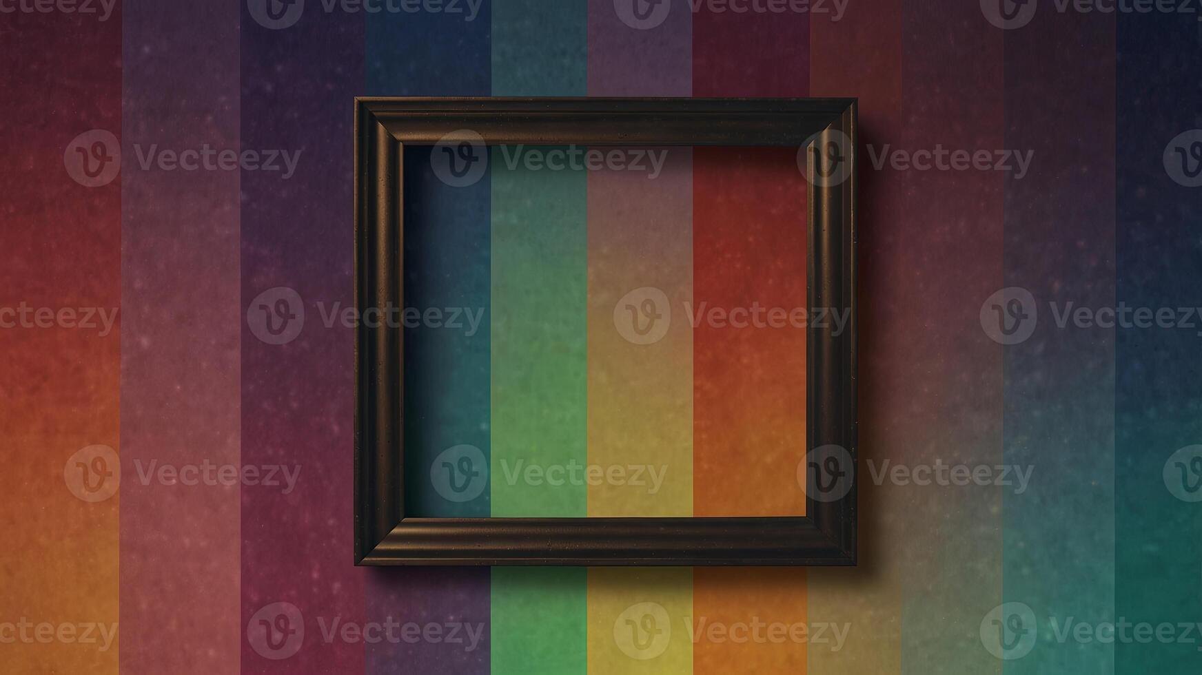 Square Frame in the Middle of a Multicolored Background. photo