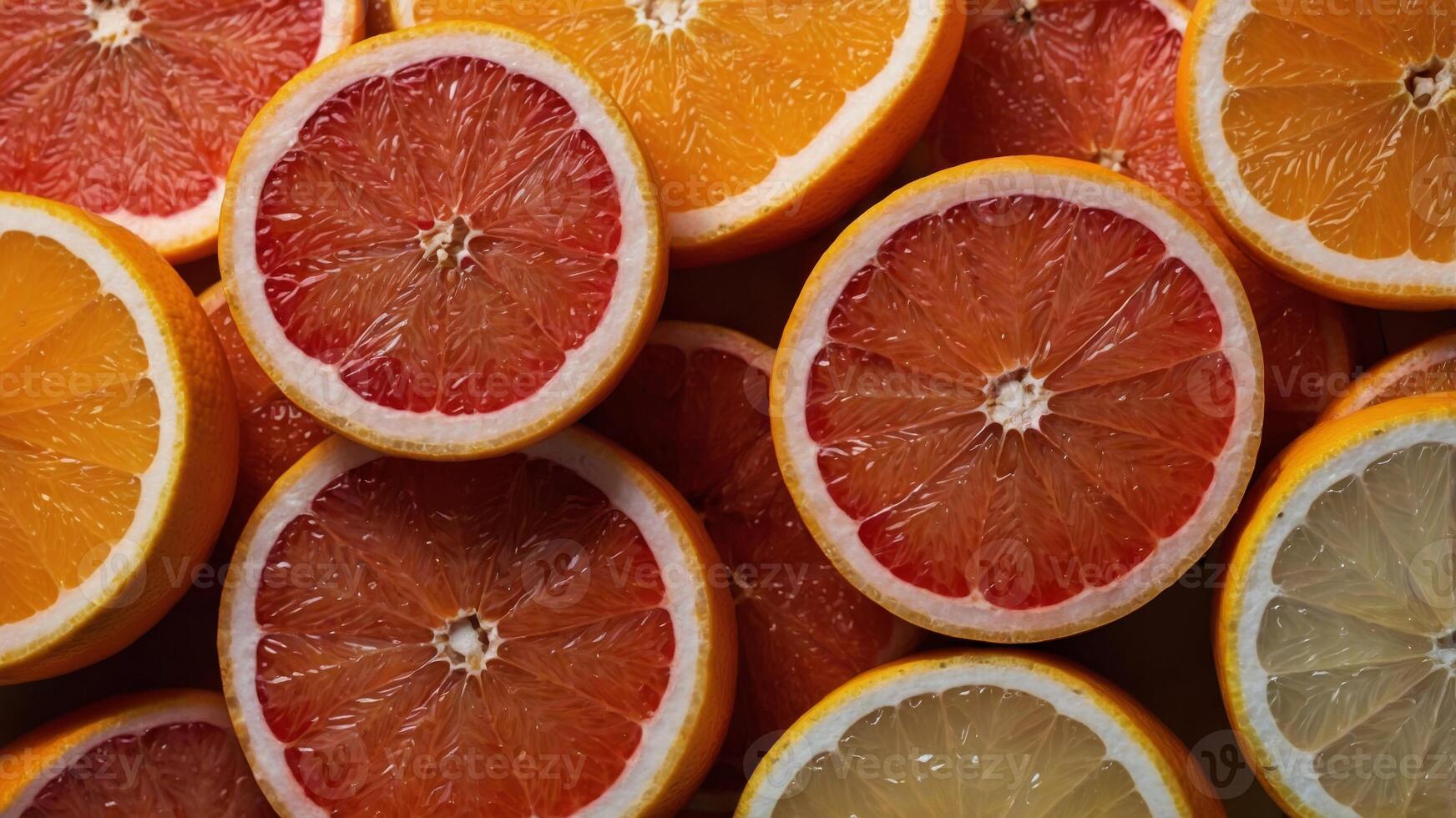 concept fruit citrus vibrant and Fresh close-up contrast high background, beige a on grapefruit Sliced. photo