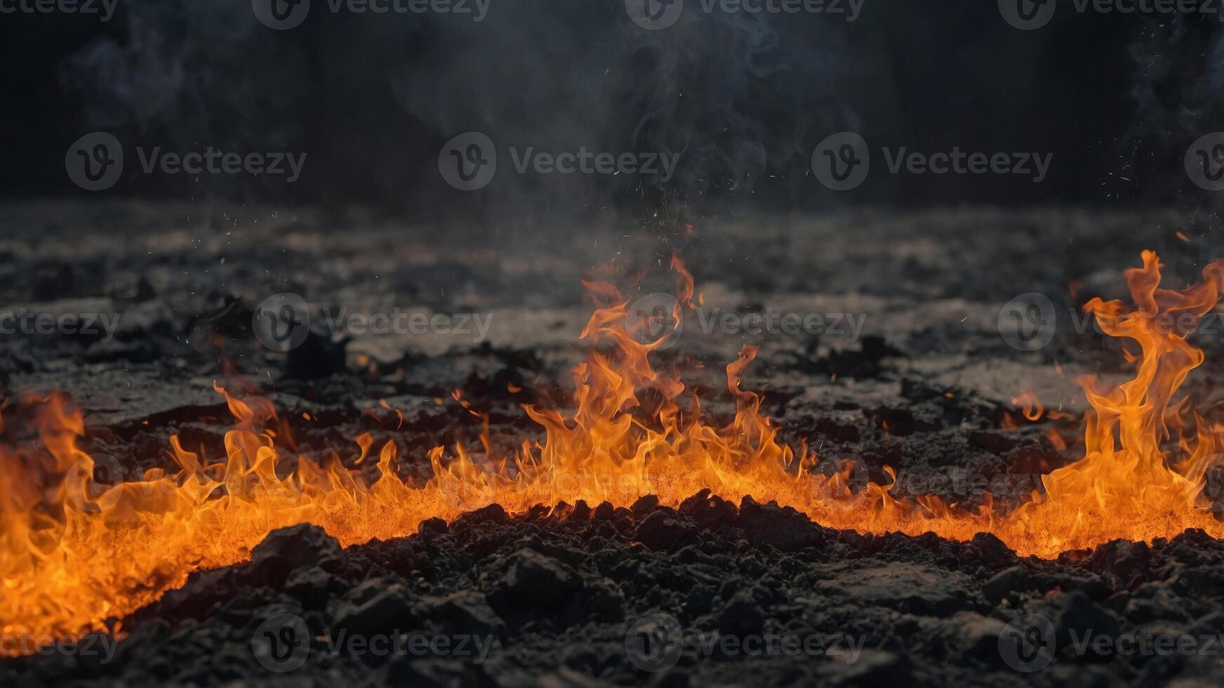 concept heat and disaster Natural view close-up core, fiery glowing with ground Burnt. photo