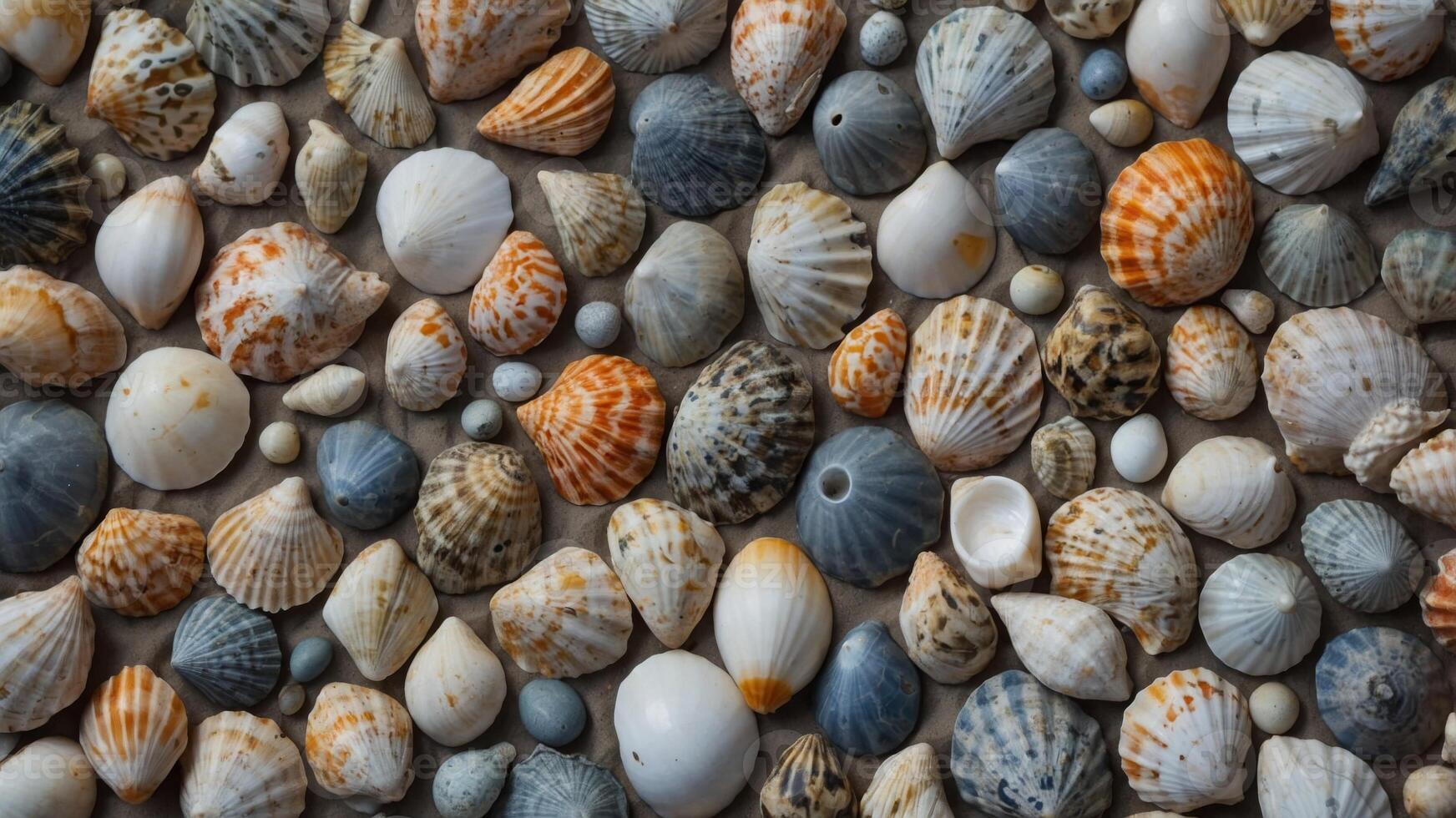 space copy and lay flat shells with theme Summer background gray on shells Sea. photo