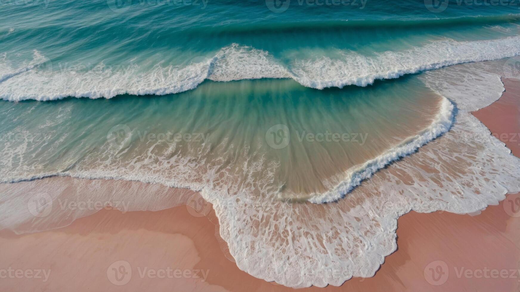 concept nature serene and Exotic paradise tropical waves, turquoise with beach sand pink of view Aerial. photo