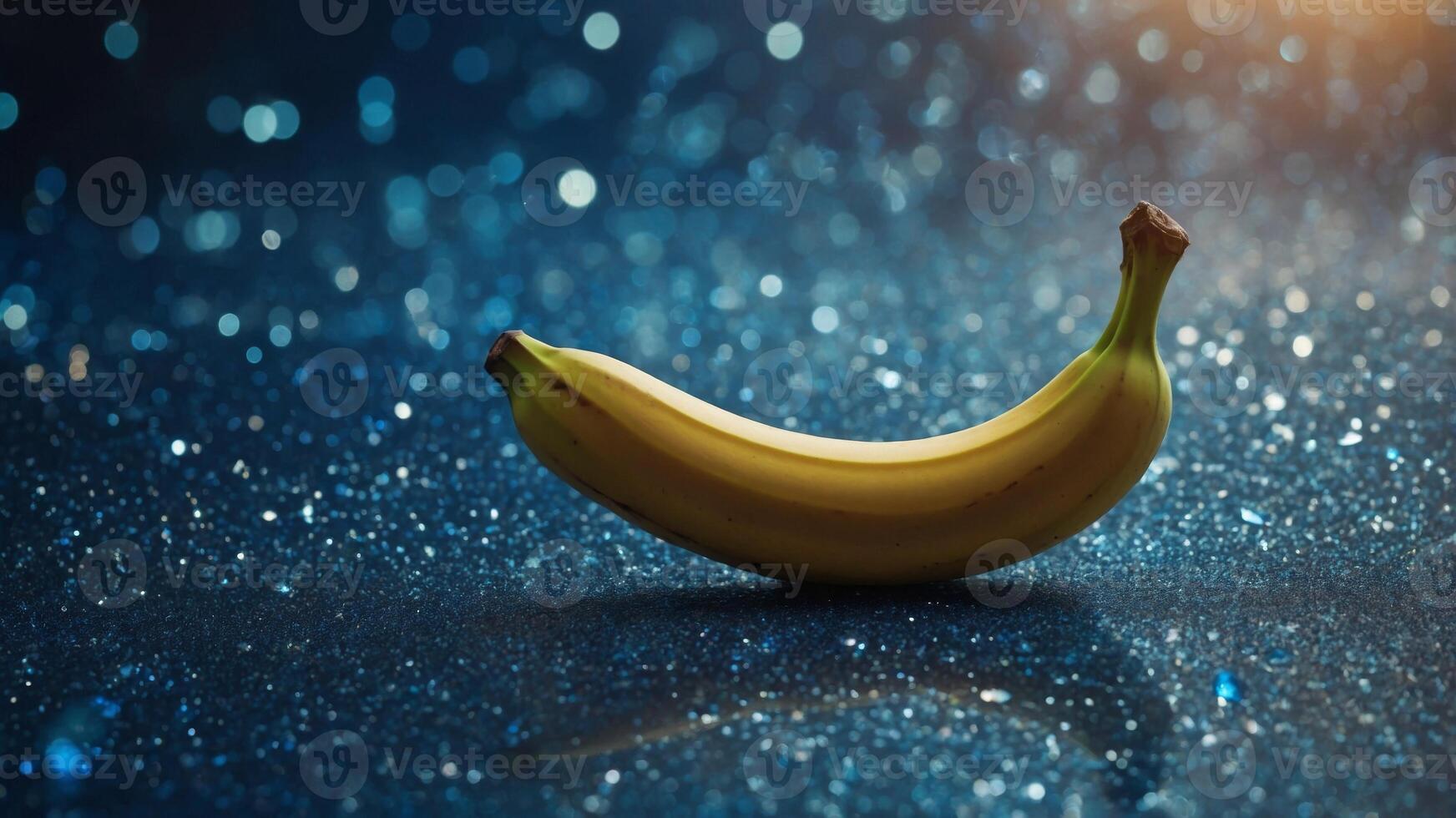 Background Blue on Glitter with Banana Sparkling. photo