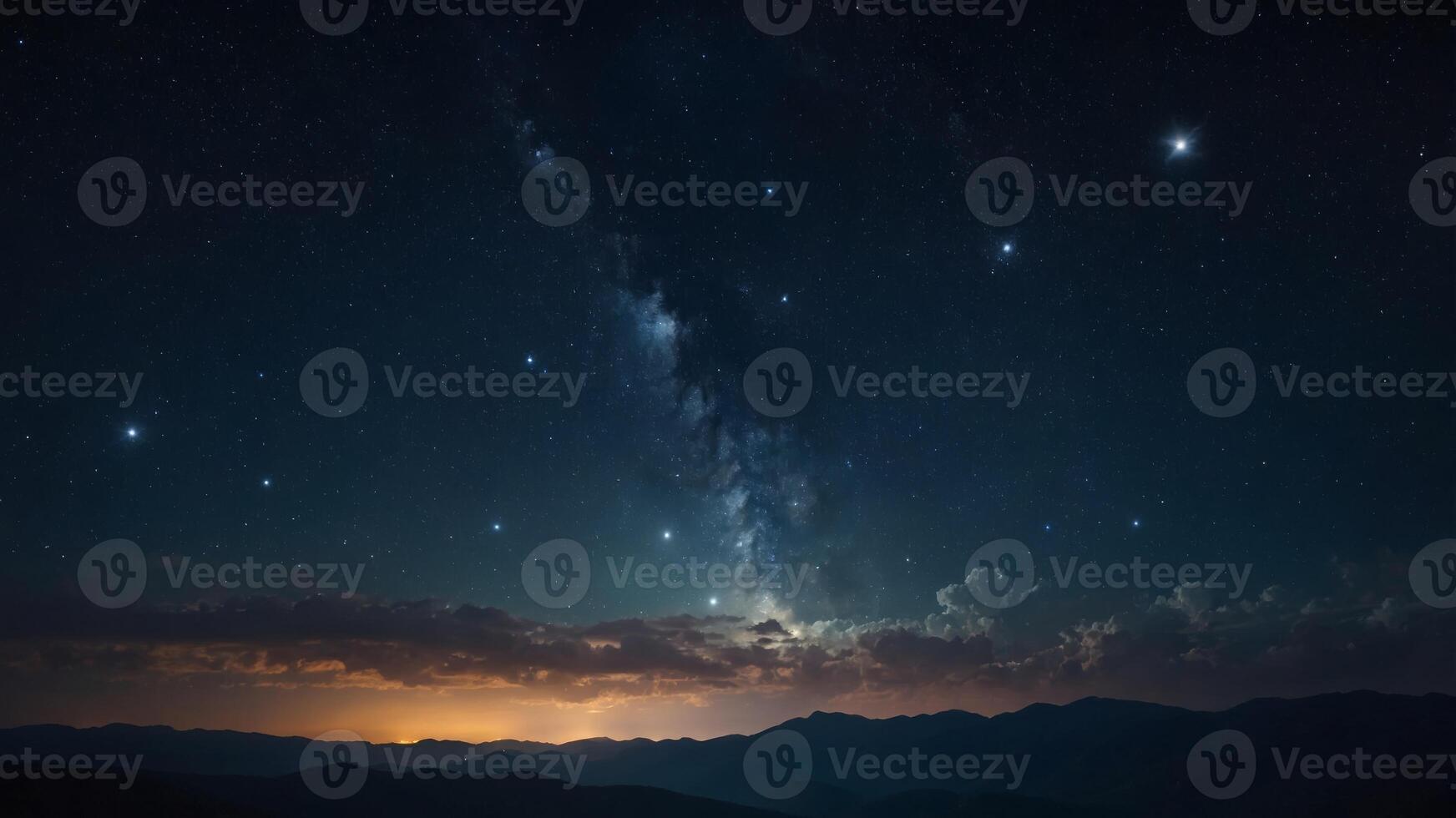 An image of a night sky with stars and clouds. photo