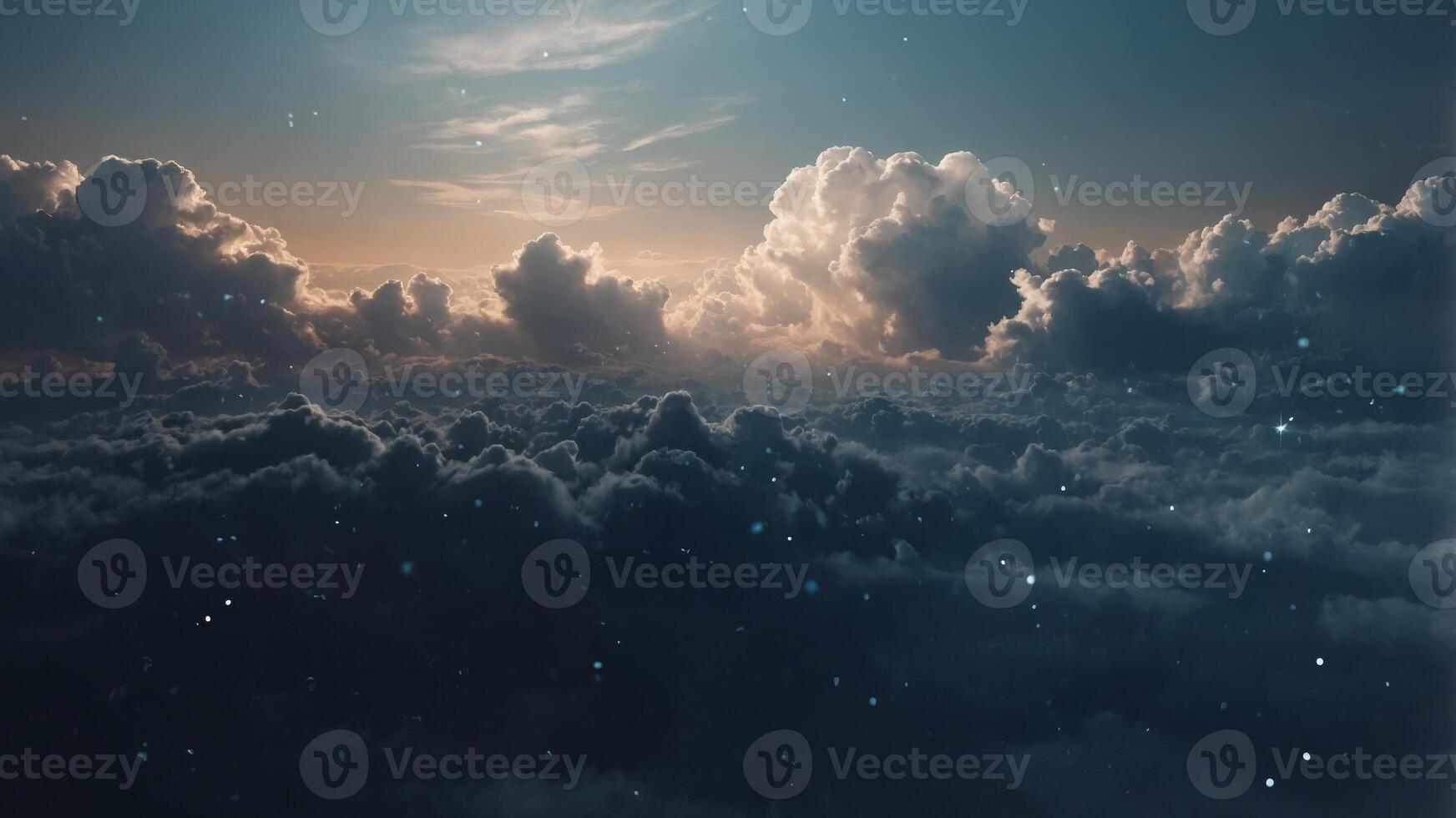 concept futuristic and abstract space, minimalist in floating particles of Cloud. photo