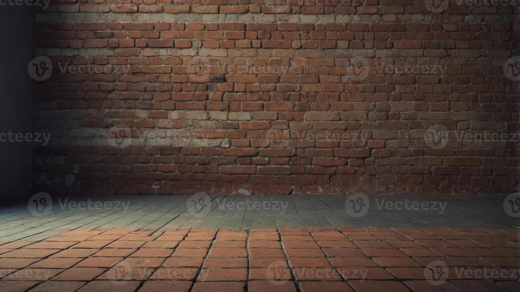 image space copy a with wall brick perspective a of view up Close. photo
