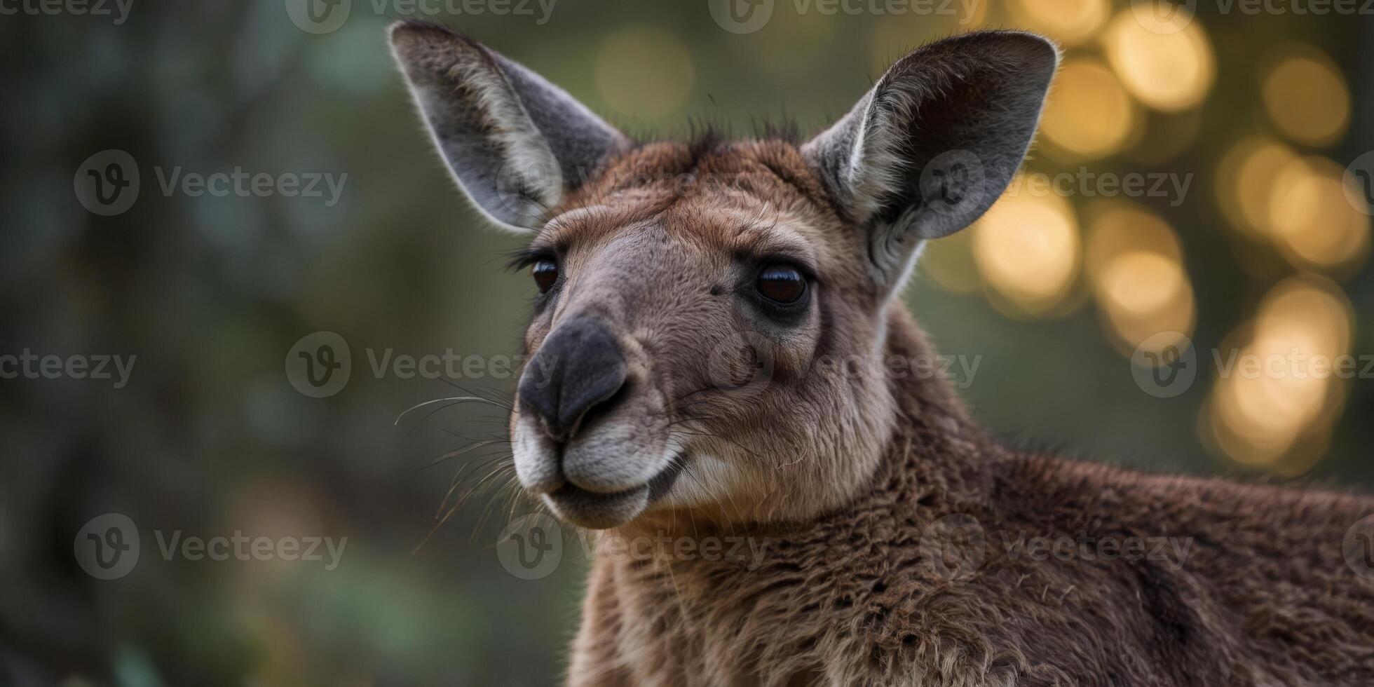 Kangaroo Close Up the Intriguing Gaze of Nature's Marvel. photo