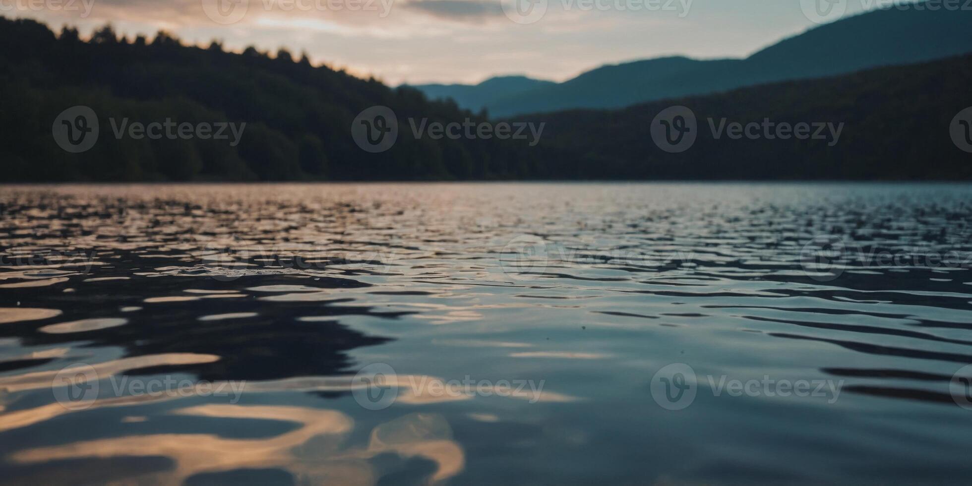 Mysterious lake reflecting a mirrored sky creating an otherworldly atmosphere. photo