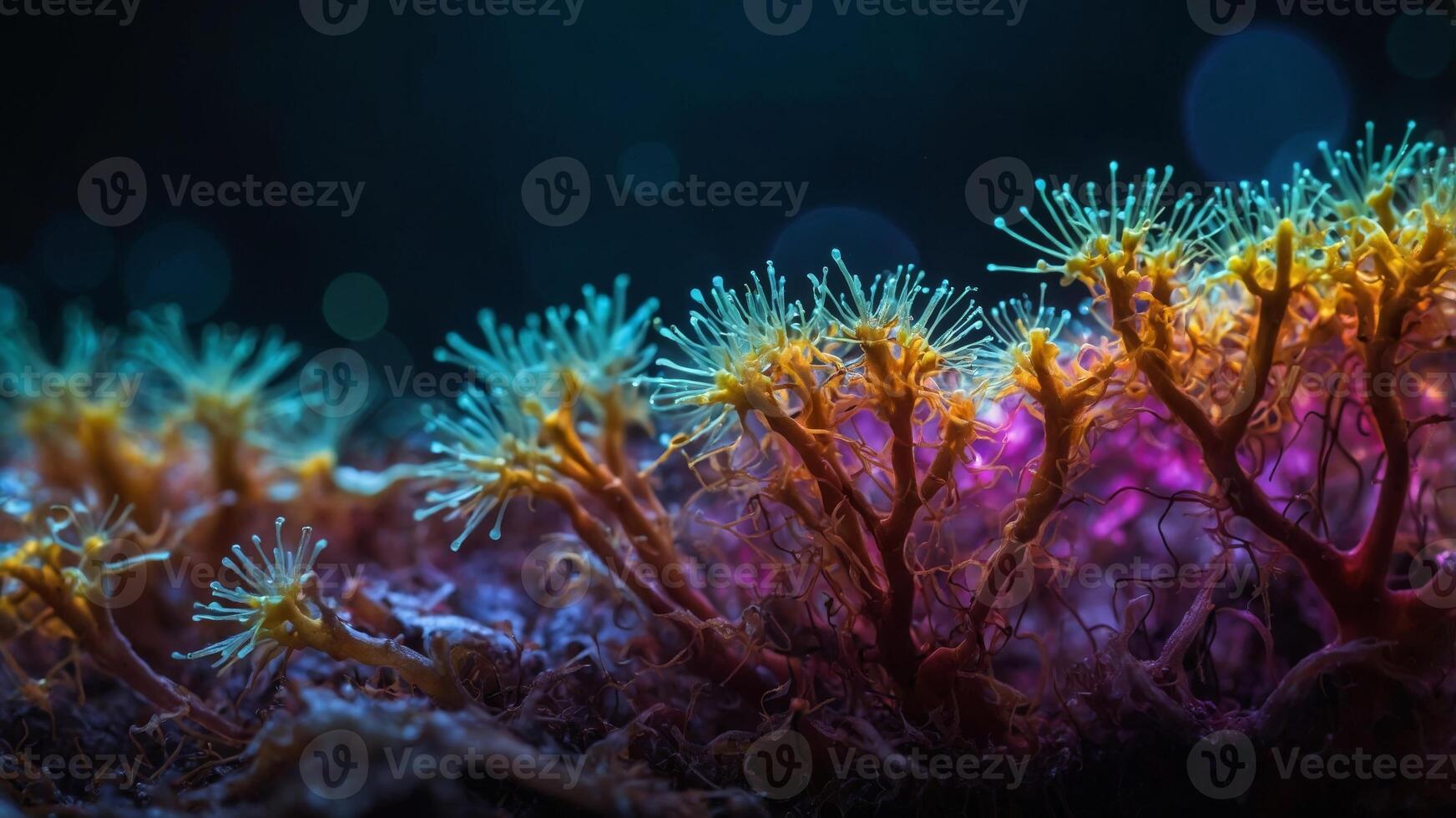 Image 6 A fluorescent microscopic image of a root system filled with beneficial microbes such as bacteria and fungi which play a vital. photo