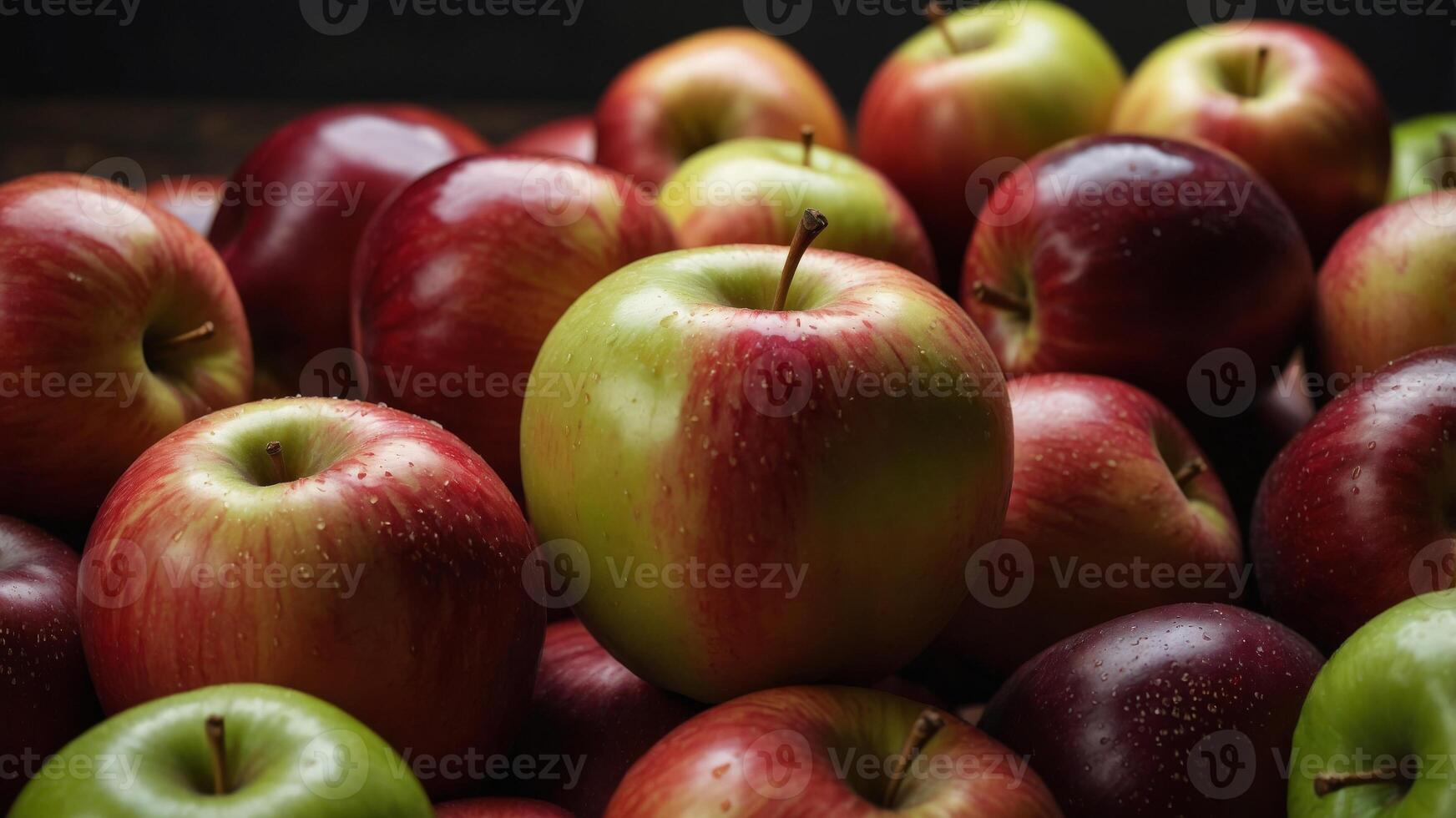 Half an aplle on a pile of apples Healthy nutrition, natural vitamin vegetables and fruits concept. photo