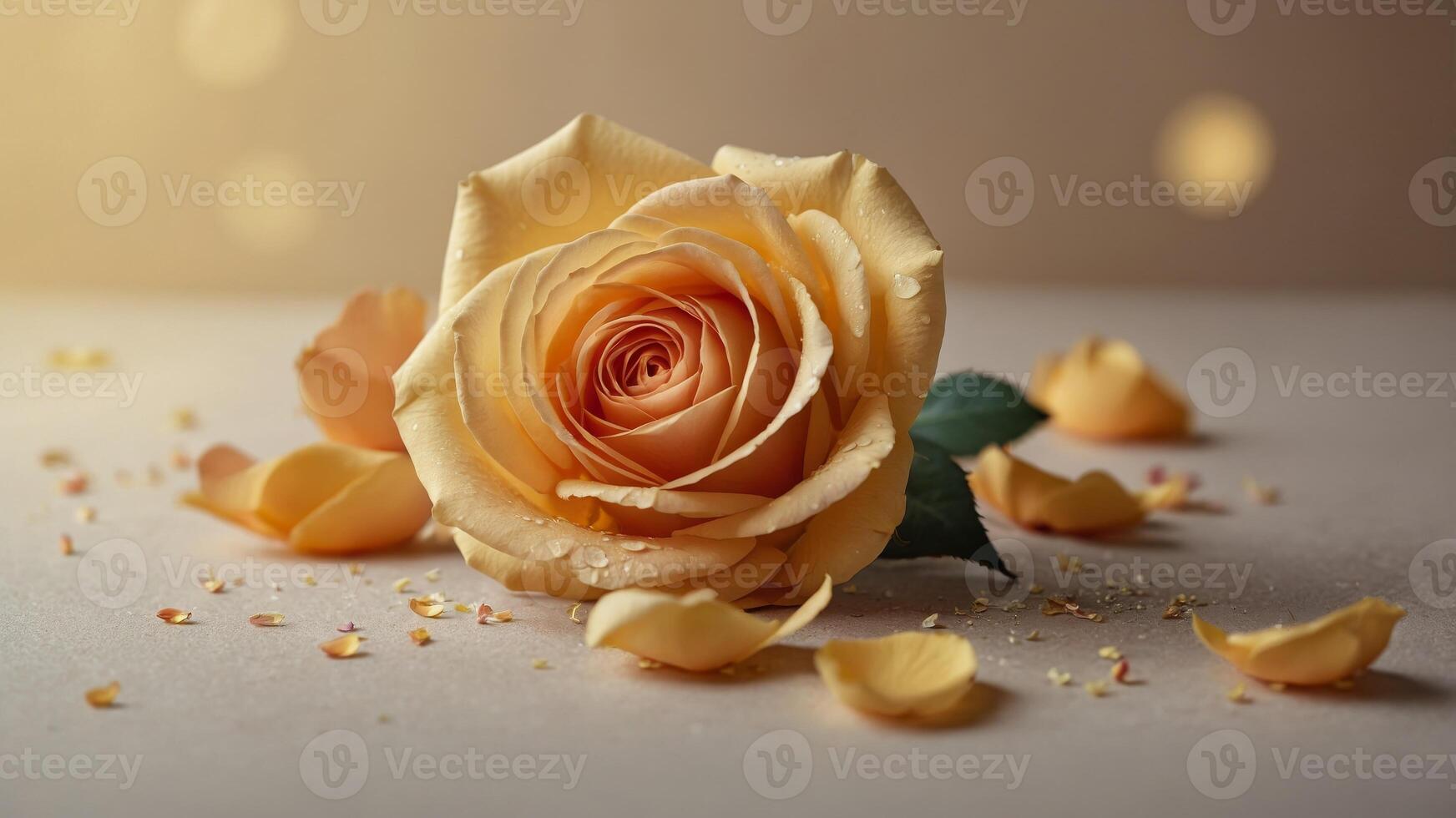 image space copy offers petals rose with adorned background paper Yellow. photo