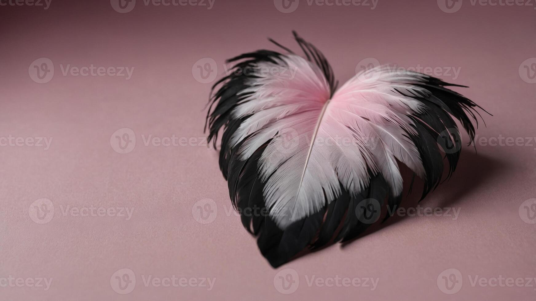 background black a on feather pink shaped heart A. photo