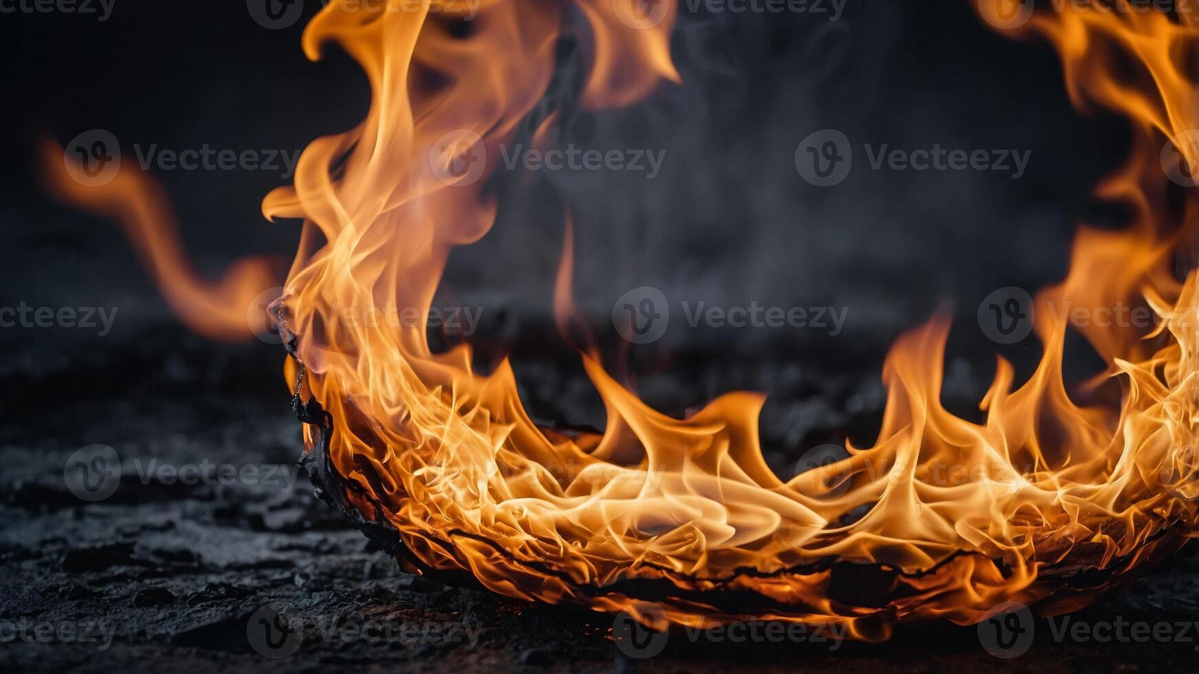 concept dramatic and abstract flames, with paper in hole Burnt. photo