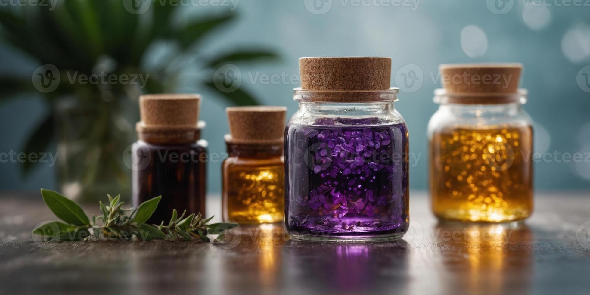 A jar filled with a natural blend of essential oils ready to be added to a refreshing ice bath. photo