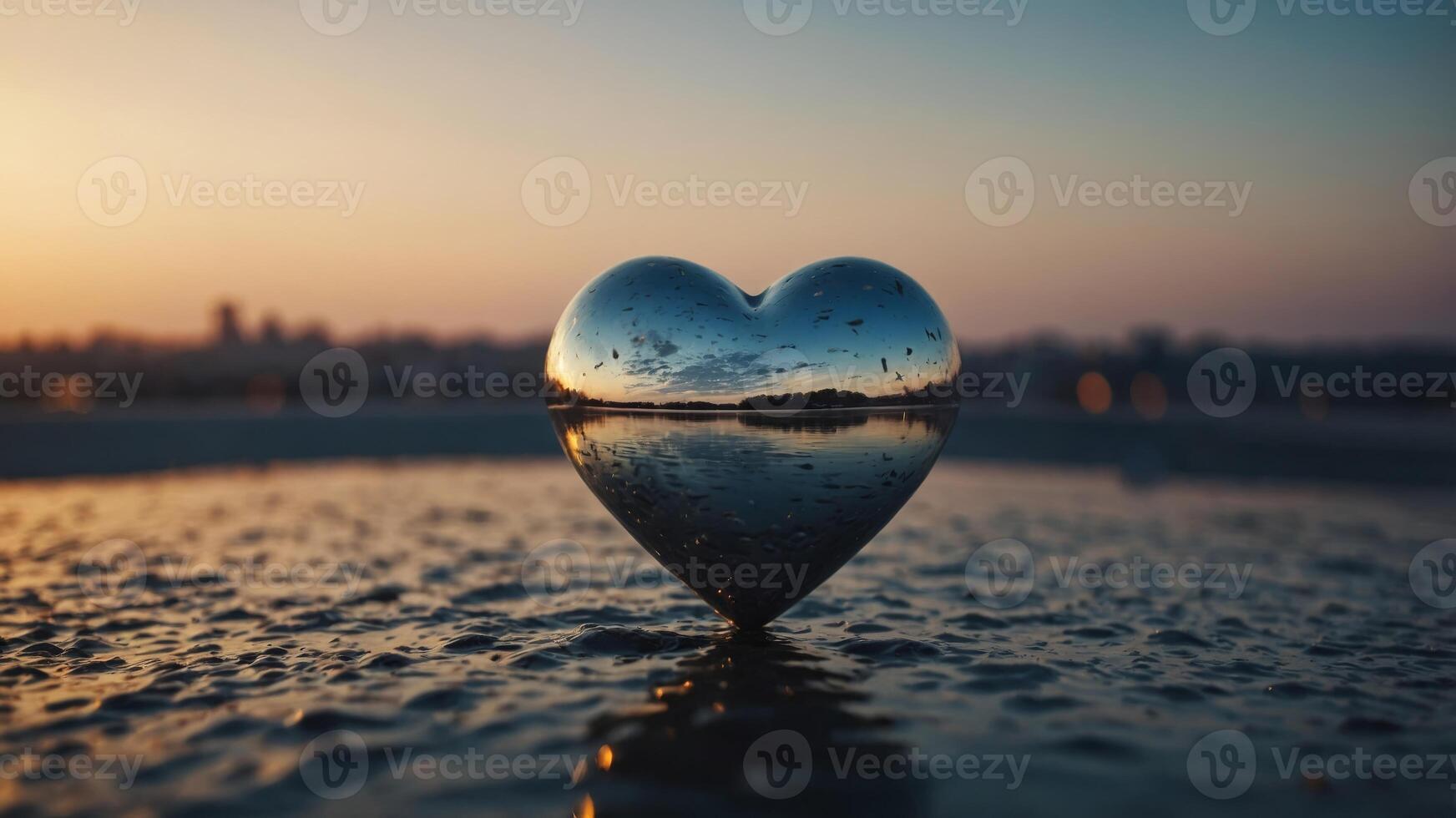 area empty with view up Close idea love or day heart World surface metal old on symbol heart Water. photo