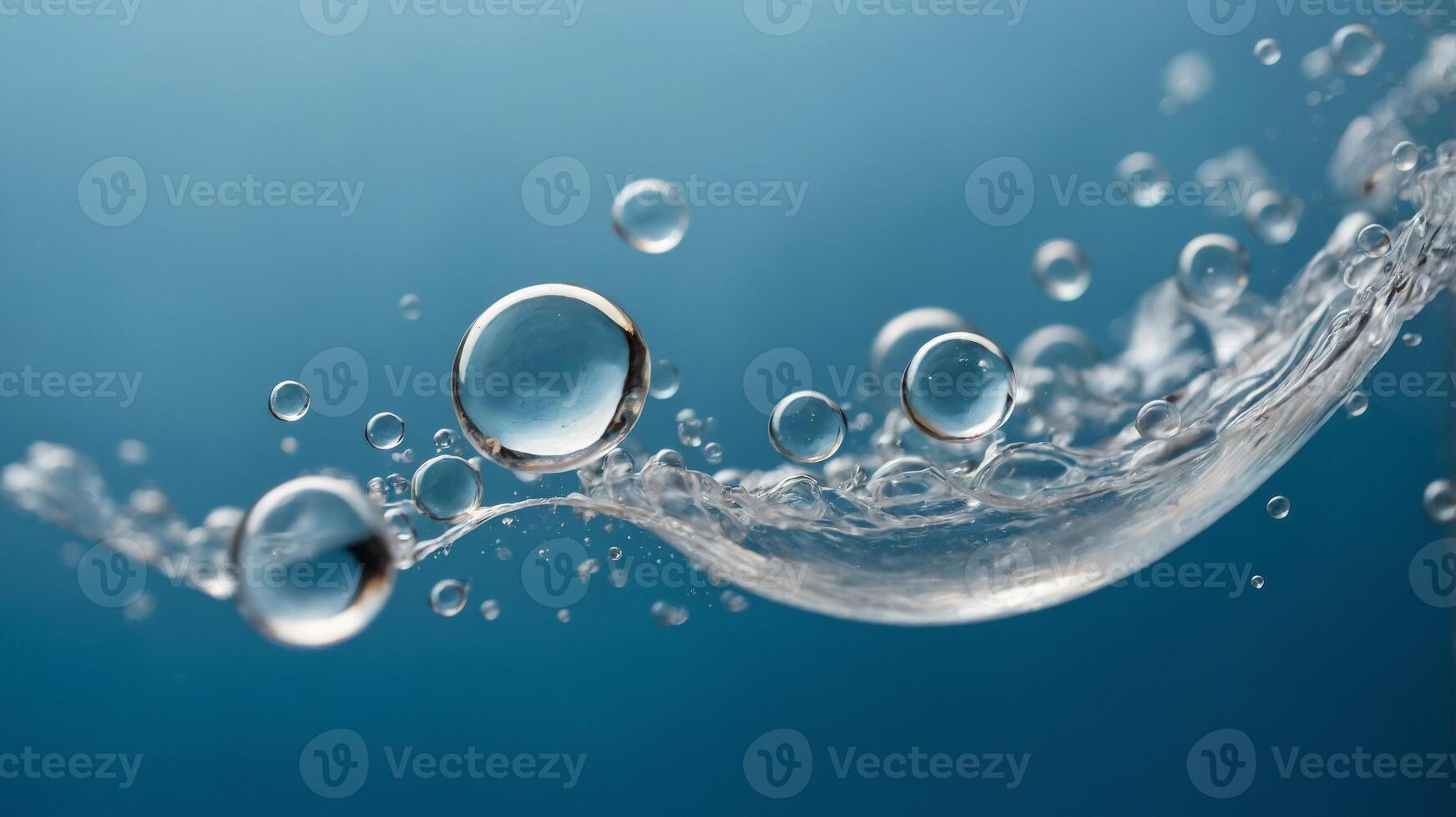 Close up foam bubble on blue background Soap sud. photo
