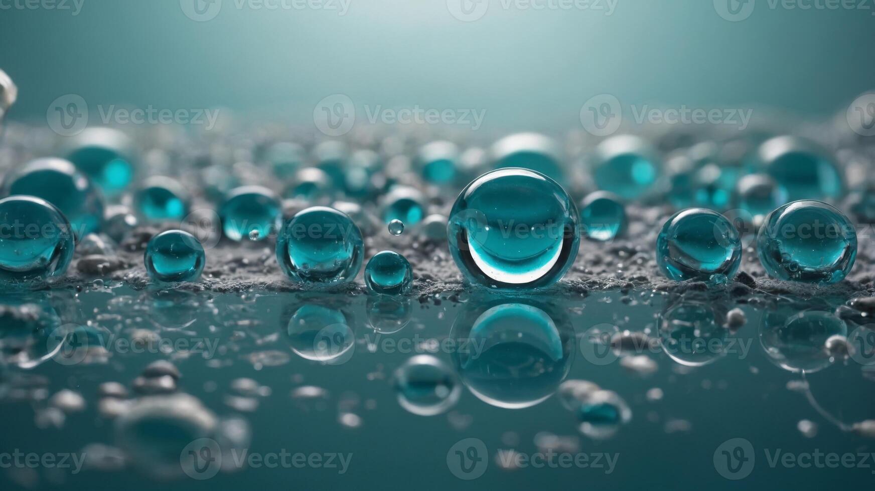 concept cleanliness and hygiene Dental background teal a on around floating bubbles smaller with bubble a in encased Tooth. photo