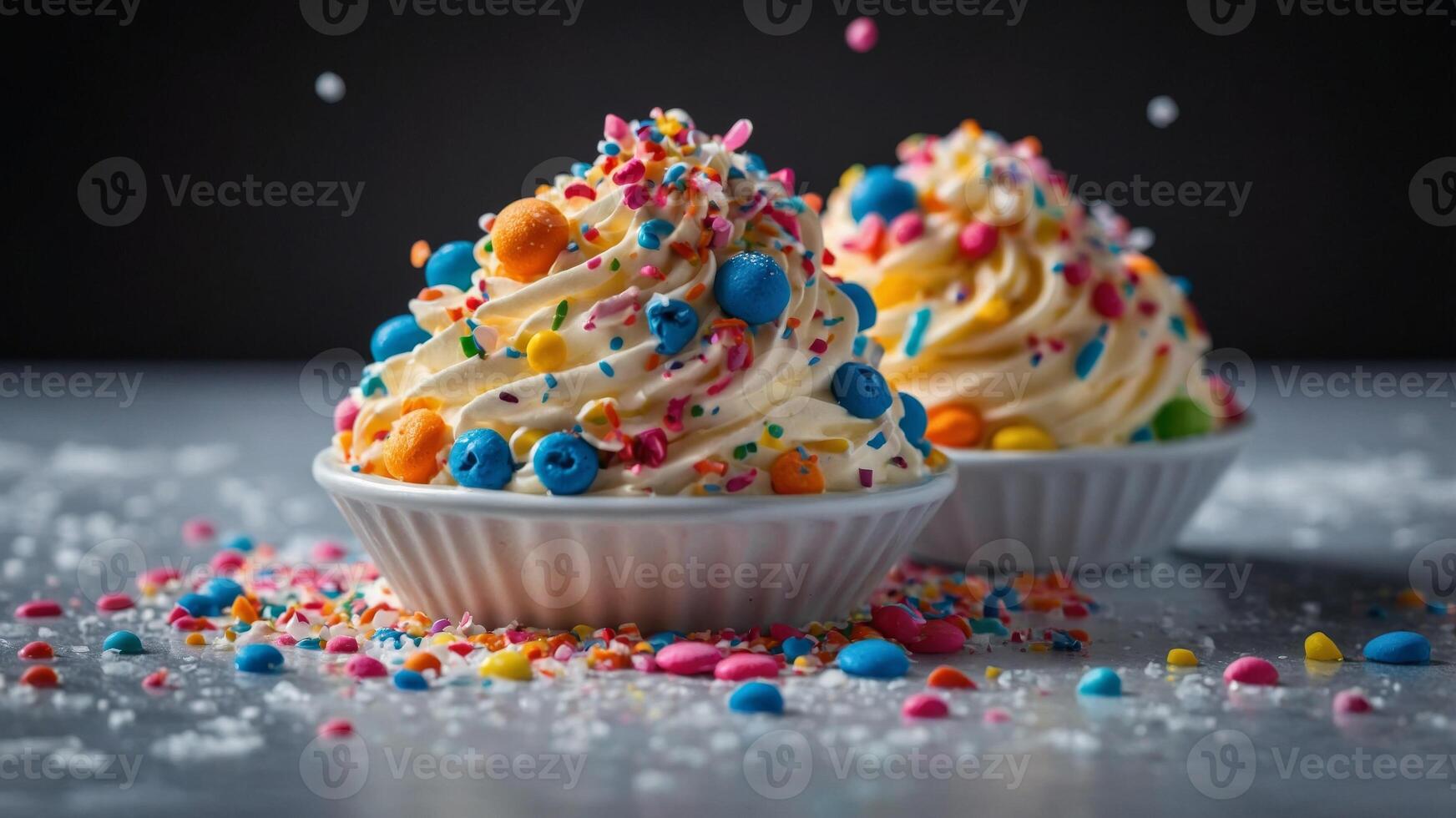 sprinkles with cream ice melting Colorful. photo