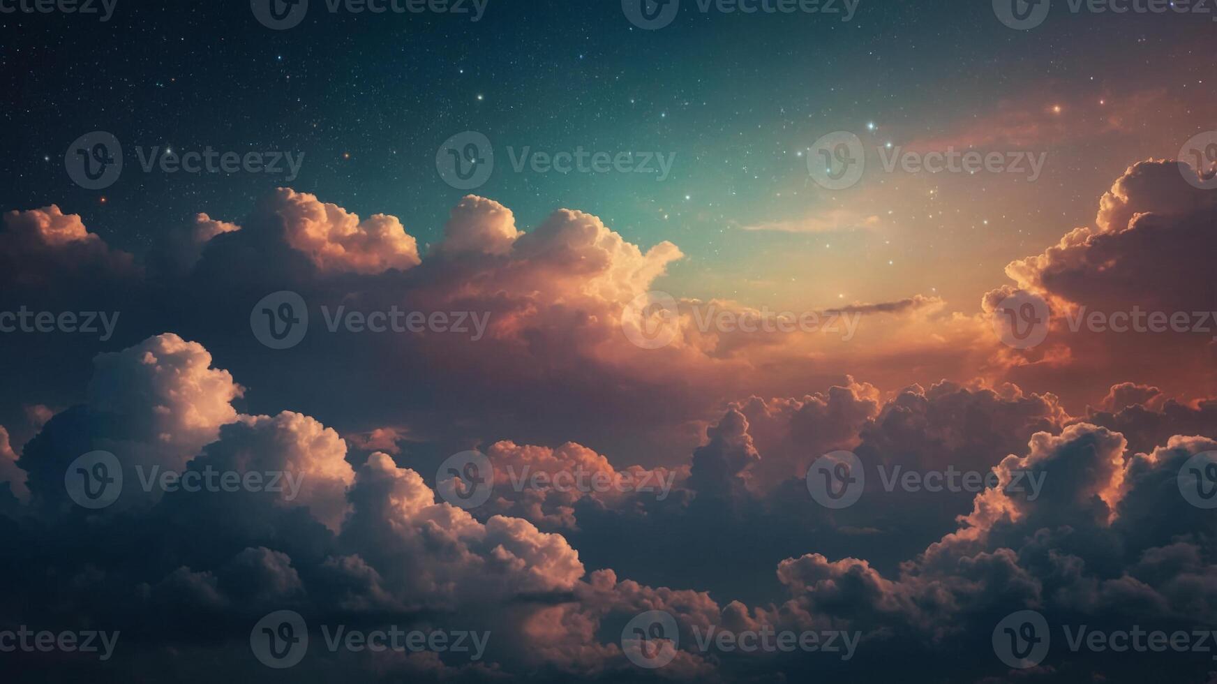 clouds and stars with filled space colorful A. photo