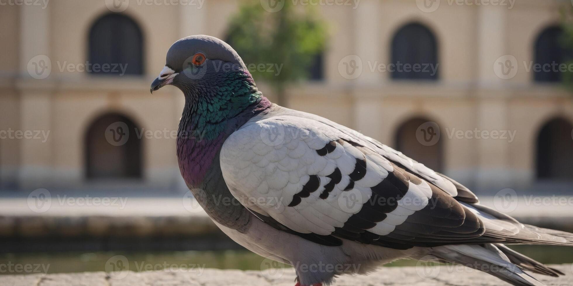 Pigeon dressed in a bathrobe and sunglasses. photo