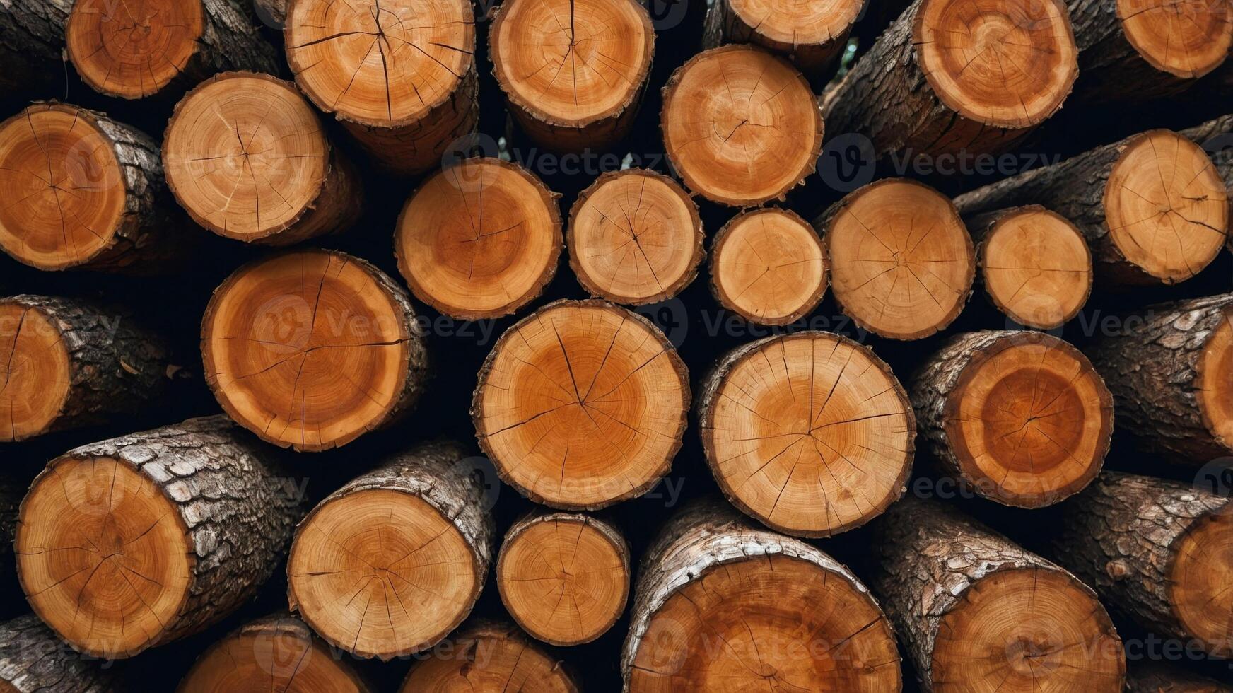logs of pile a of top on sitting wood of pile A. photo