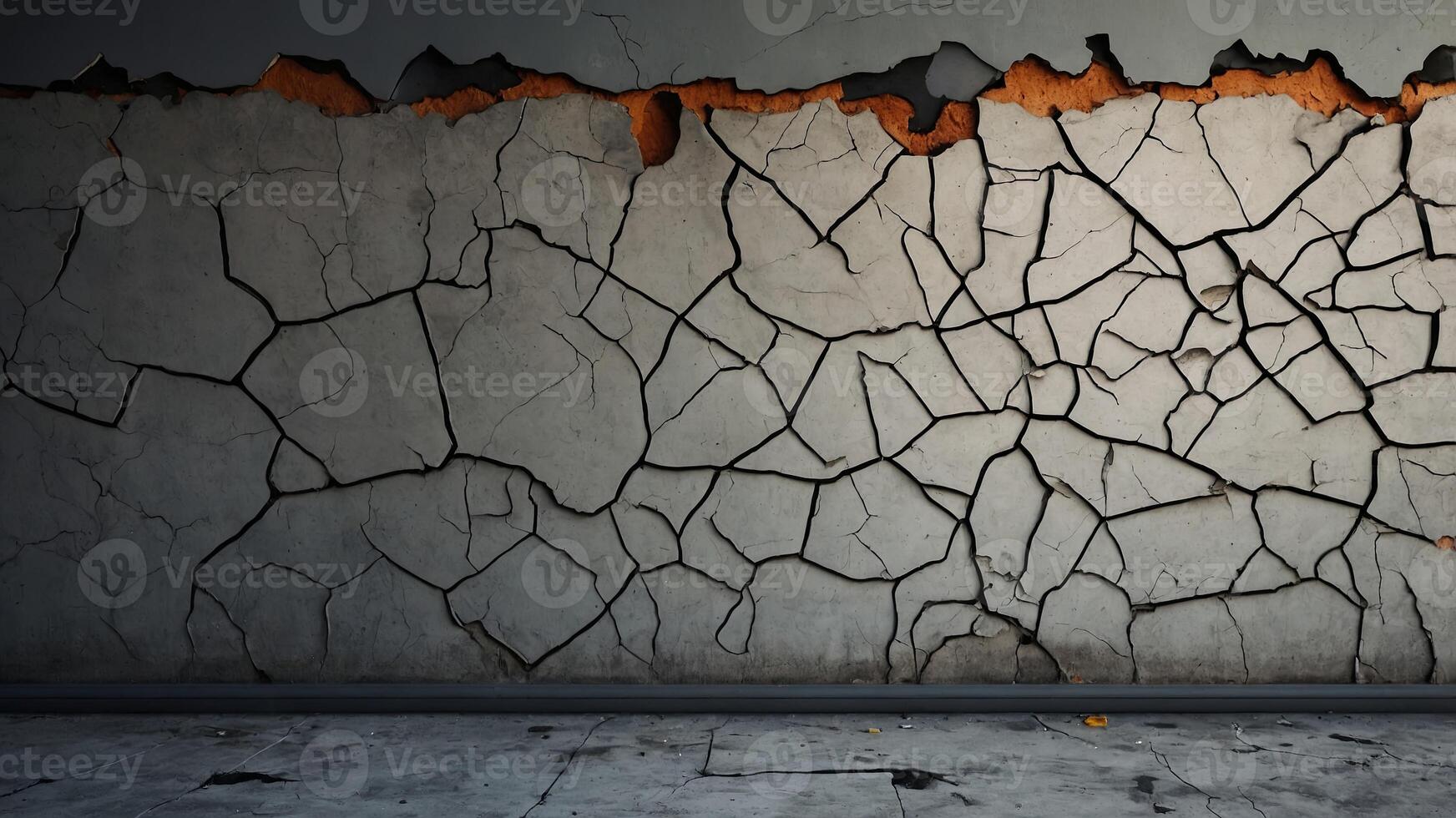 Cracked concrete wall, structural damage Architectural and construction concept. photo
