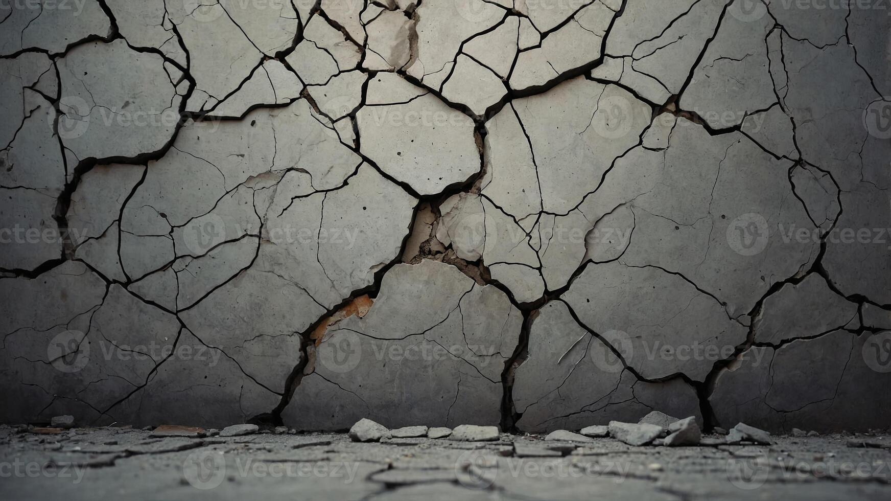 Cracked concrete wall, structural damage Architectural and construction concept. photo