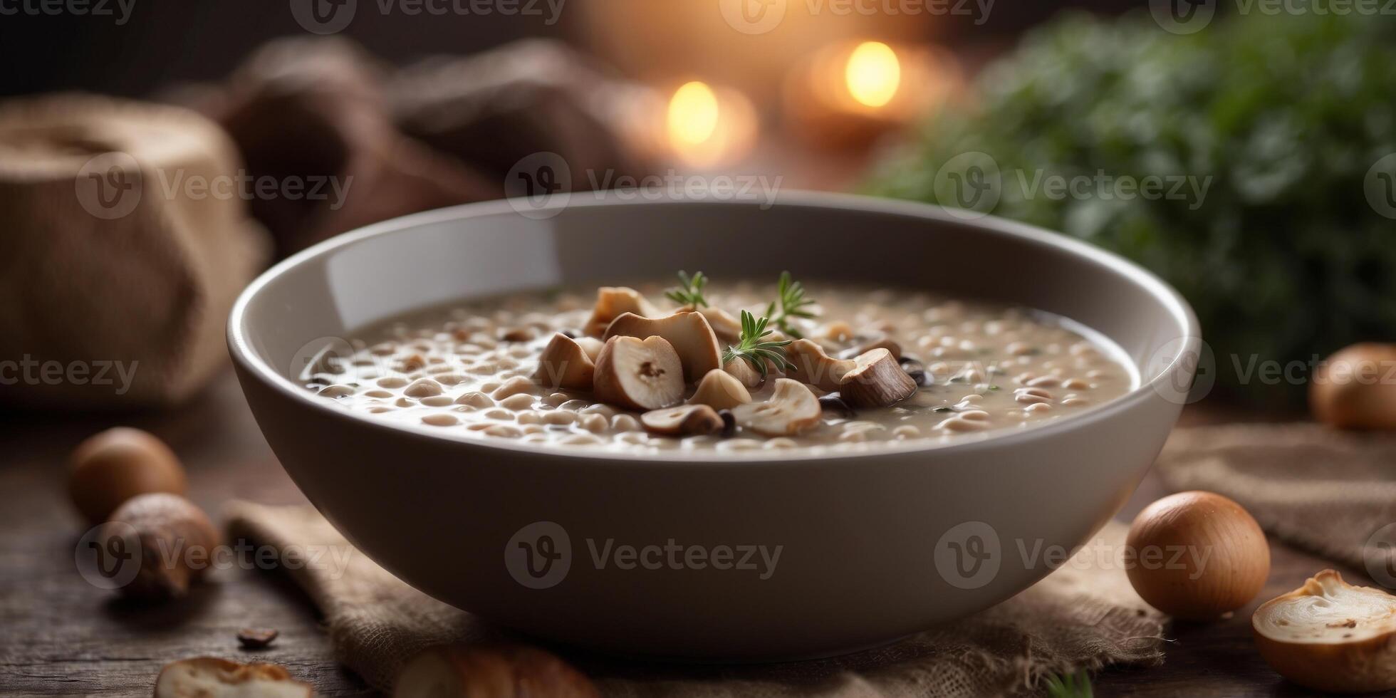 A nourishing buckwheat and mushroom soup full of protein and flavor perfect for colder days. photo