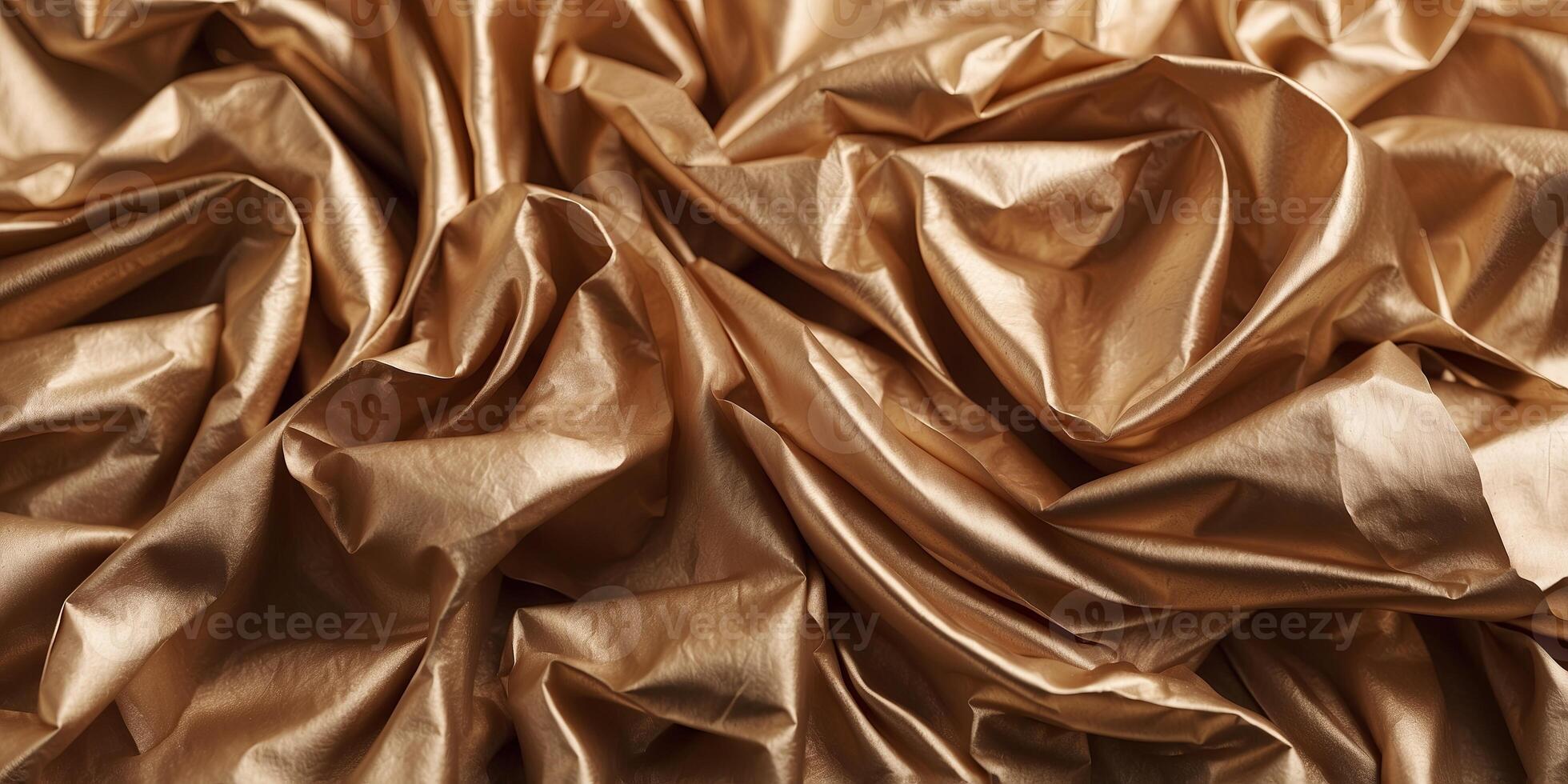 Abstract champagne color crumpled foil background Minimal party concept. photo