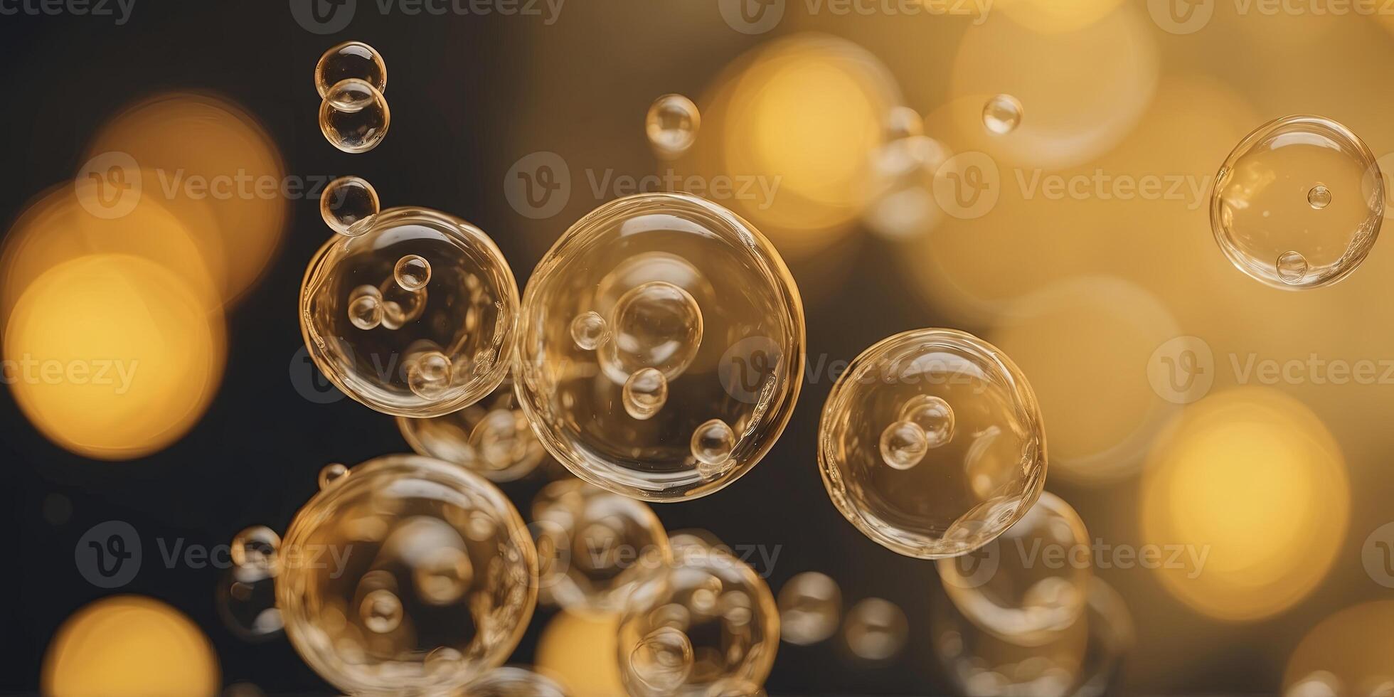A close up of a yellow background with bubbles and triangles. photo