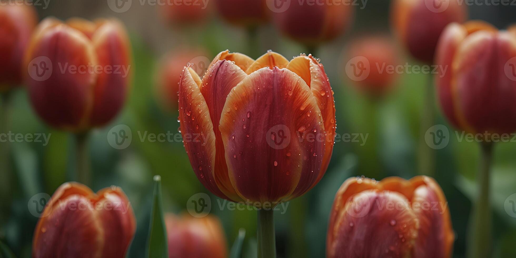 Close up of tulip reproductive parts in spring. photo