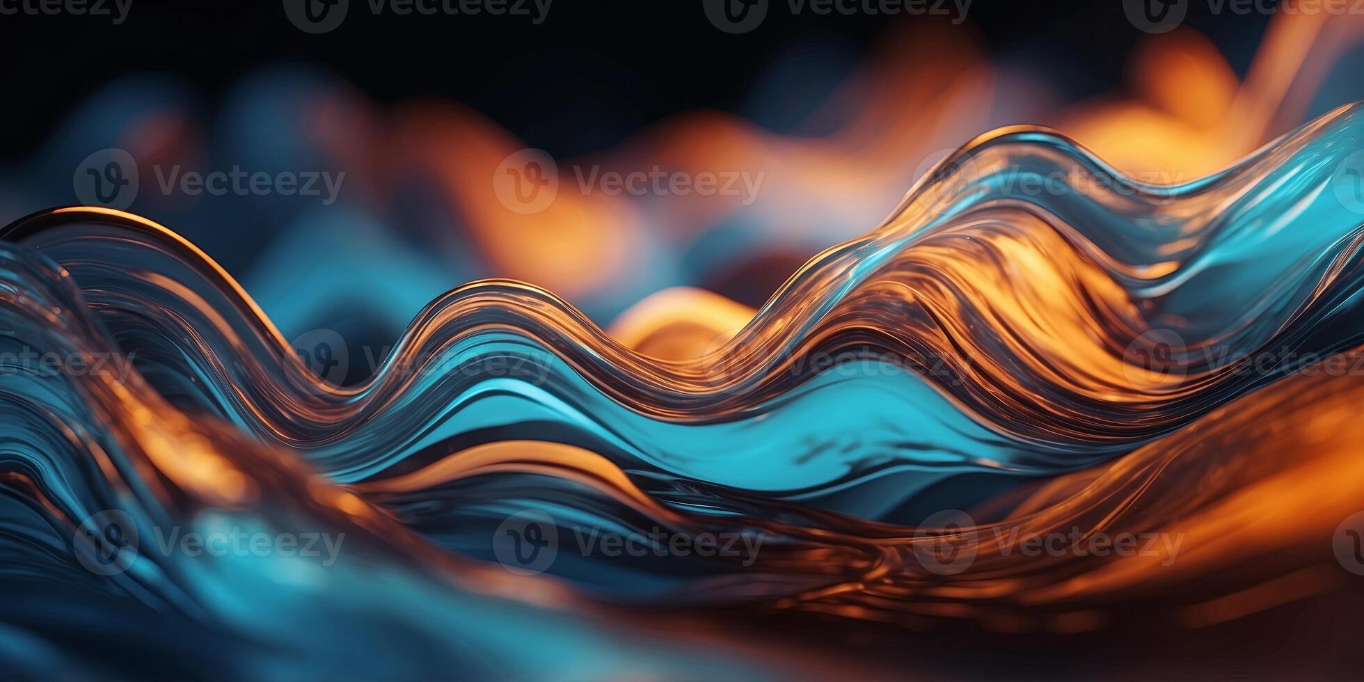 Abstract liquid waves with neon lights, futuristic background Modern digital art concept. photo