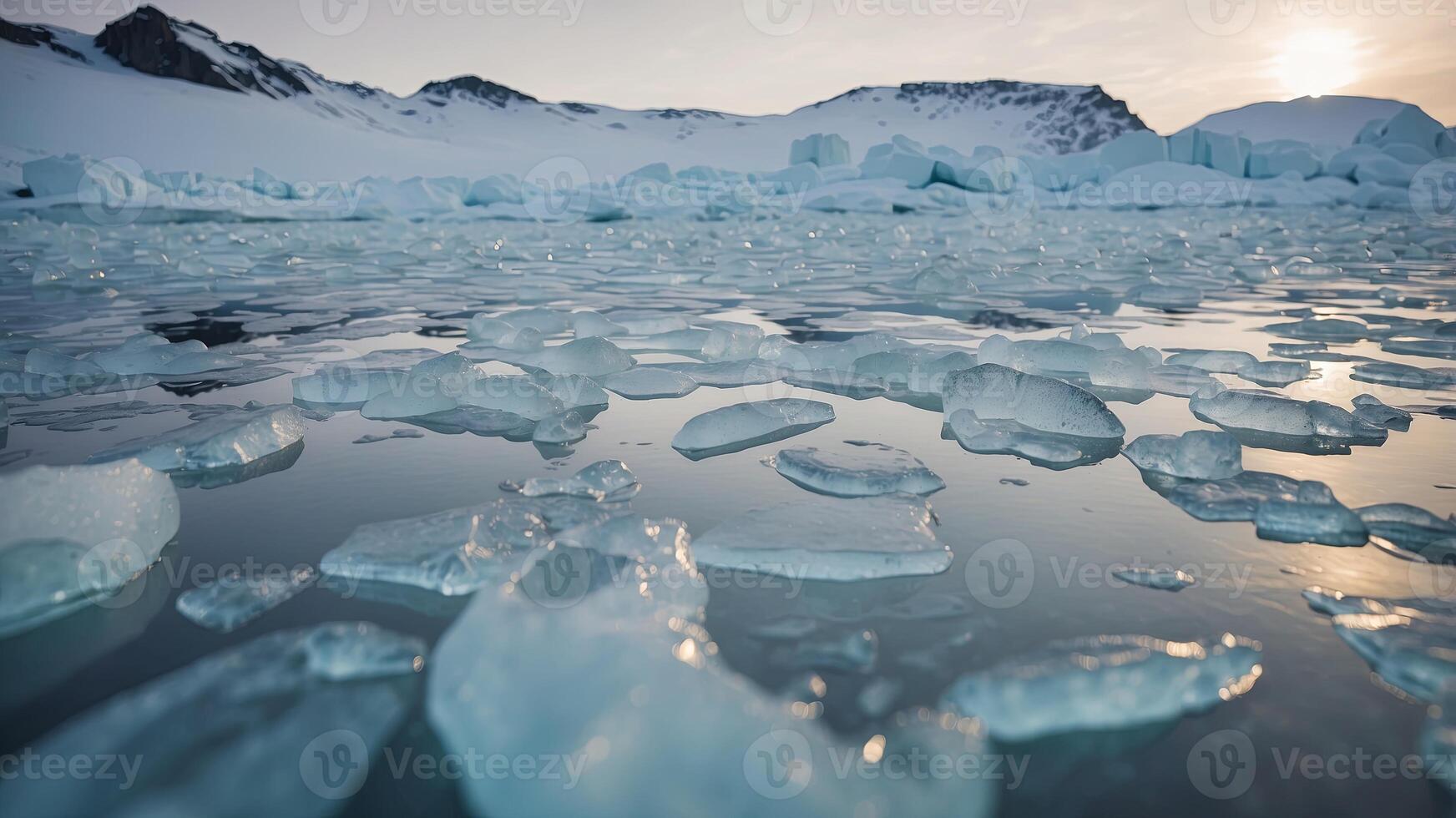 Smooth Icy Surface of Frozen Lake in Vatnajokull National Park Iceland. photo