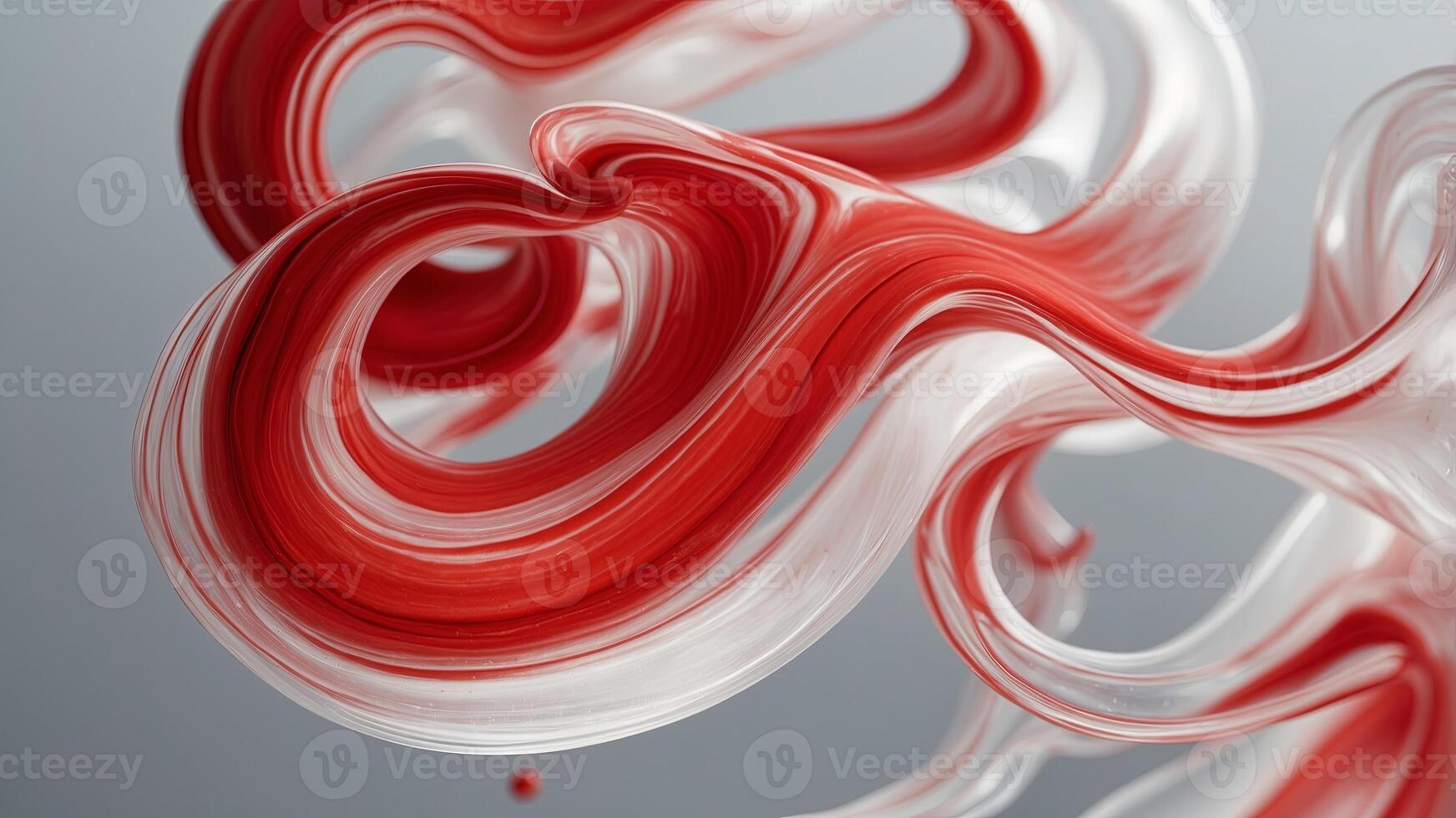 Abstract fluid candy art with red and white curving lines. photo