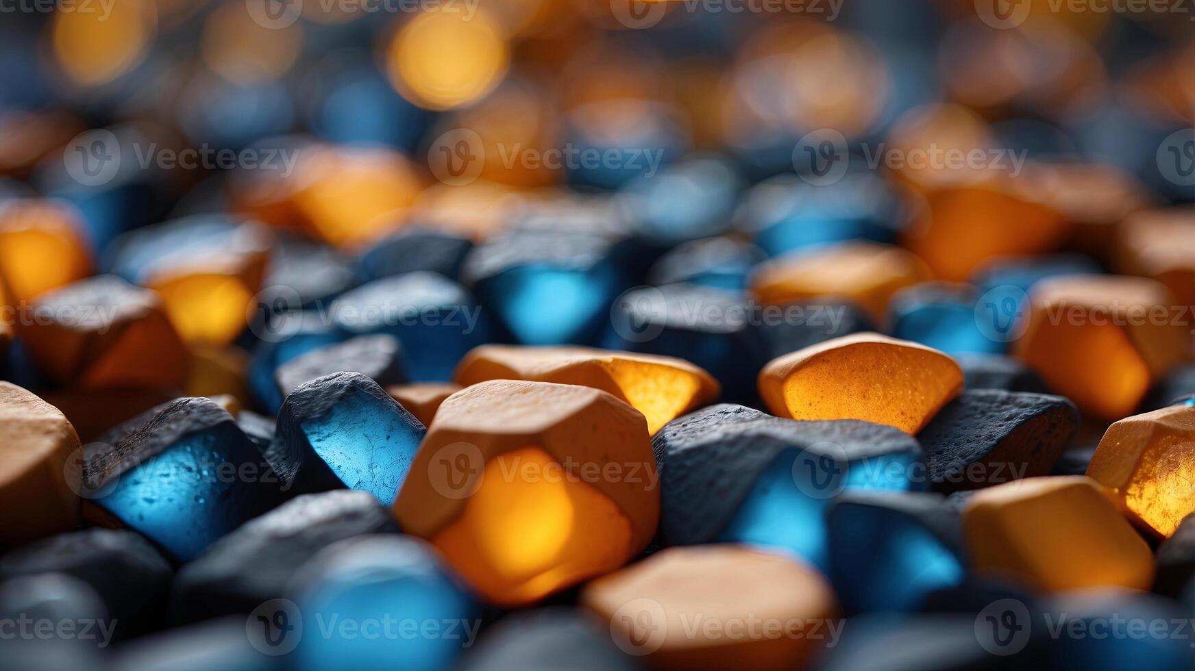 Background with geometric shapes in blue, orange and yellow colors. photo
