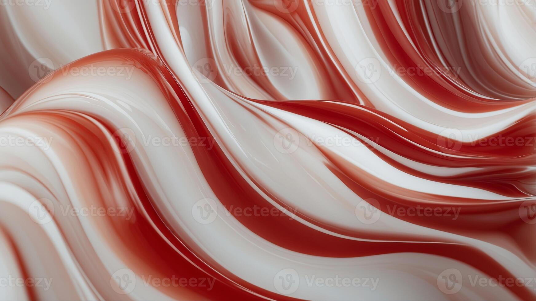 Abstract fluid candy art with red and white curving lines. photo