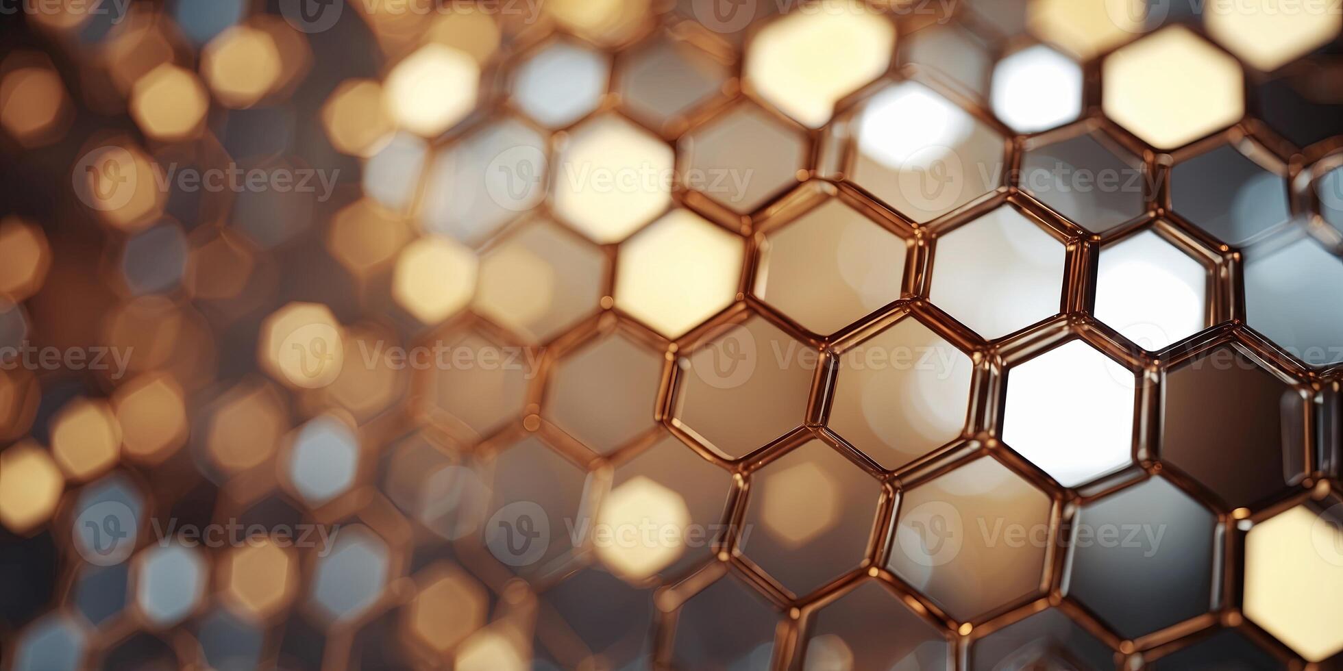 Abstract digital background with a honeycomb structure of glowing hexagons. photo