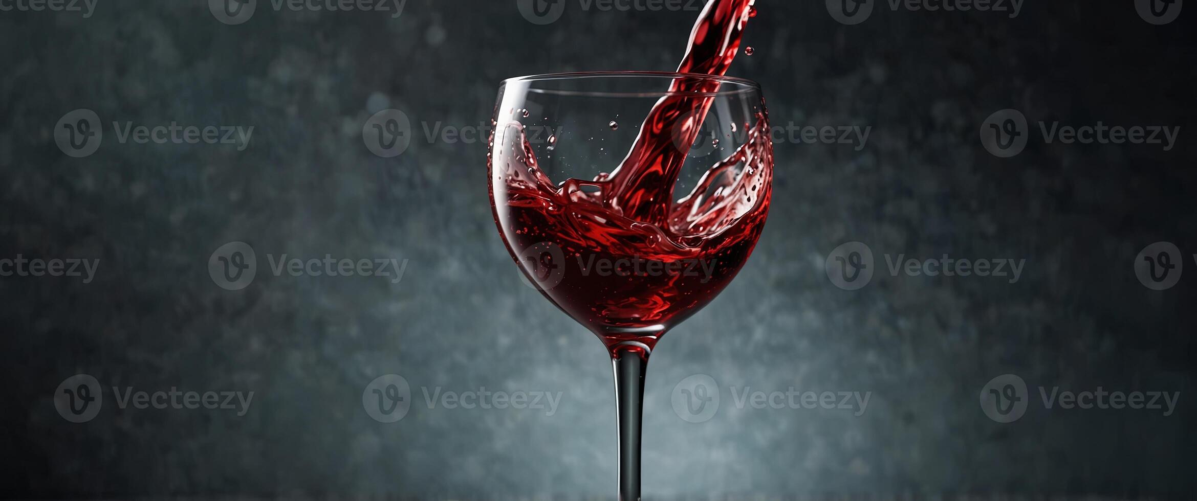 Stream of wine being pouring into a glass Pouring beverage into goblet, Close up, Splashing, Splash, Red wine. photo