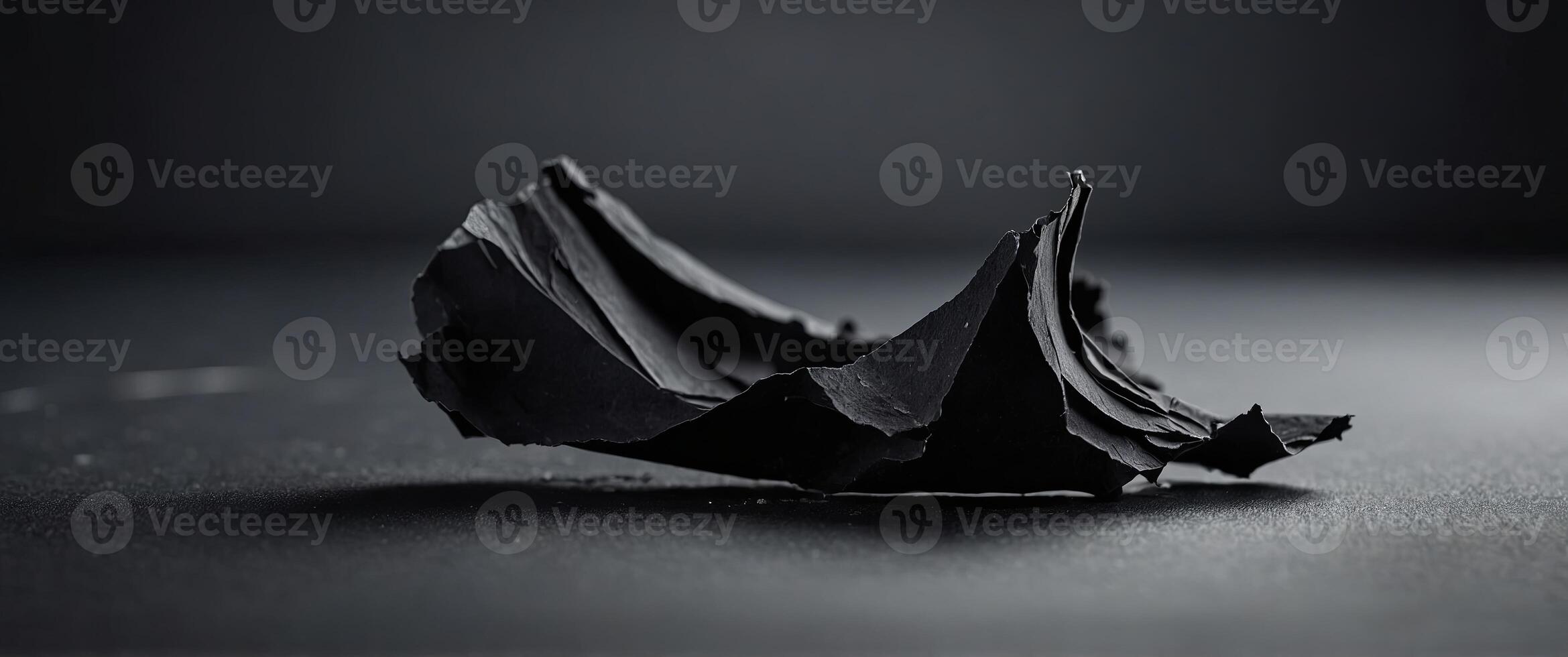torn piece of black paper on a background. photo