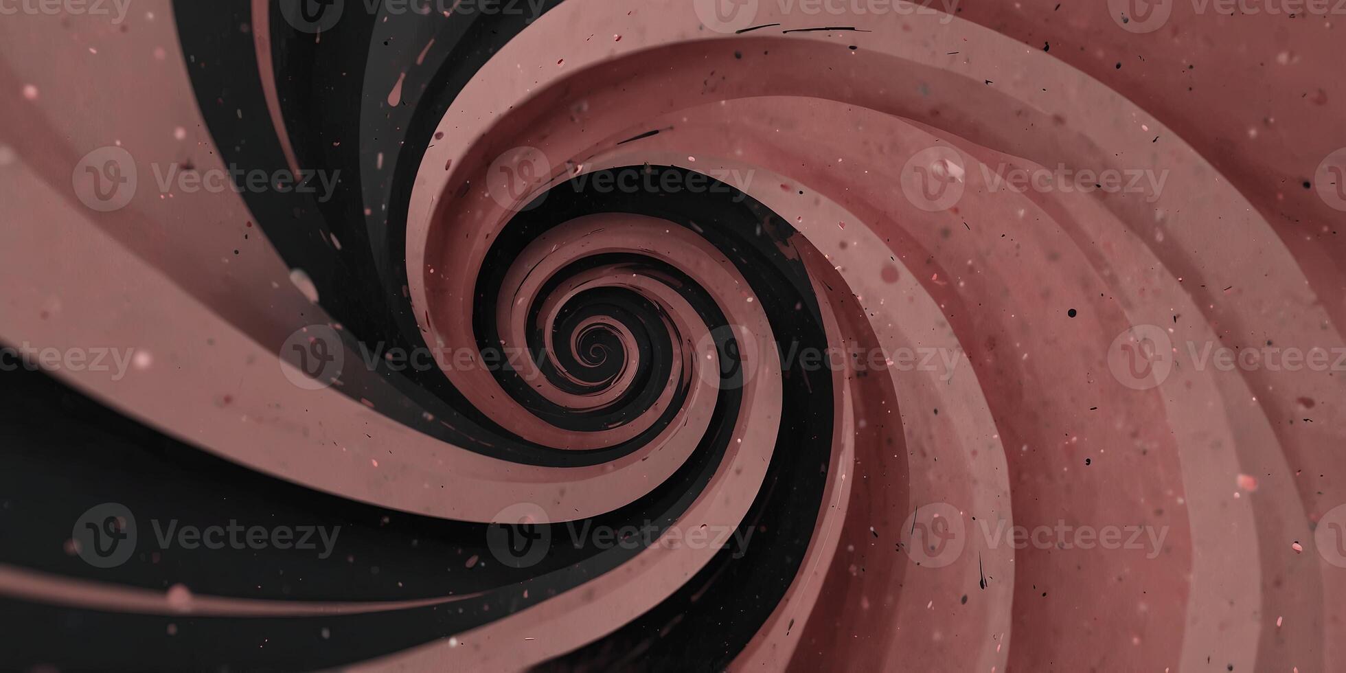 Pink and black spiral vortex with hypnotic effect, abstract background Optical illusion and psychedelic concept. photo