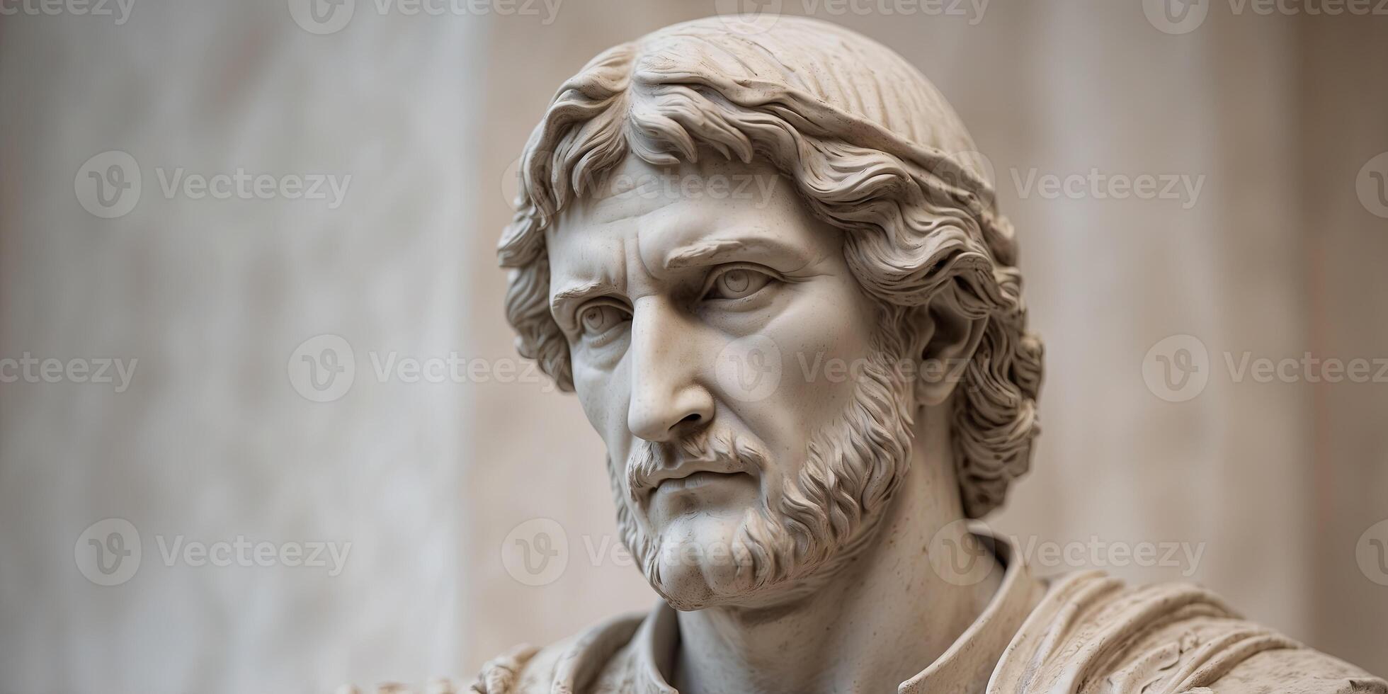 Close up of Dante Alighieri knickknack on white plaster background. photo