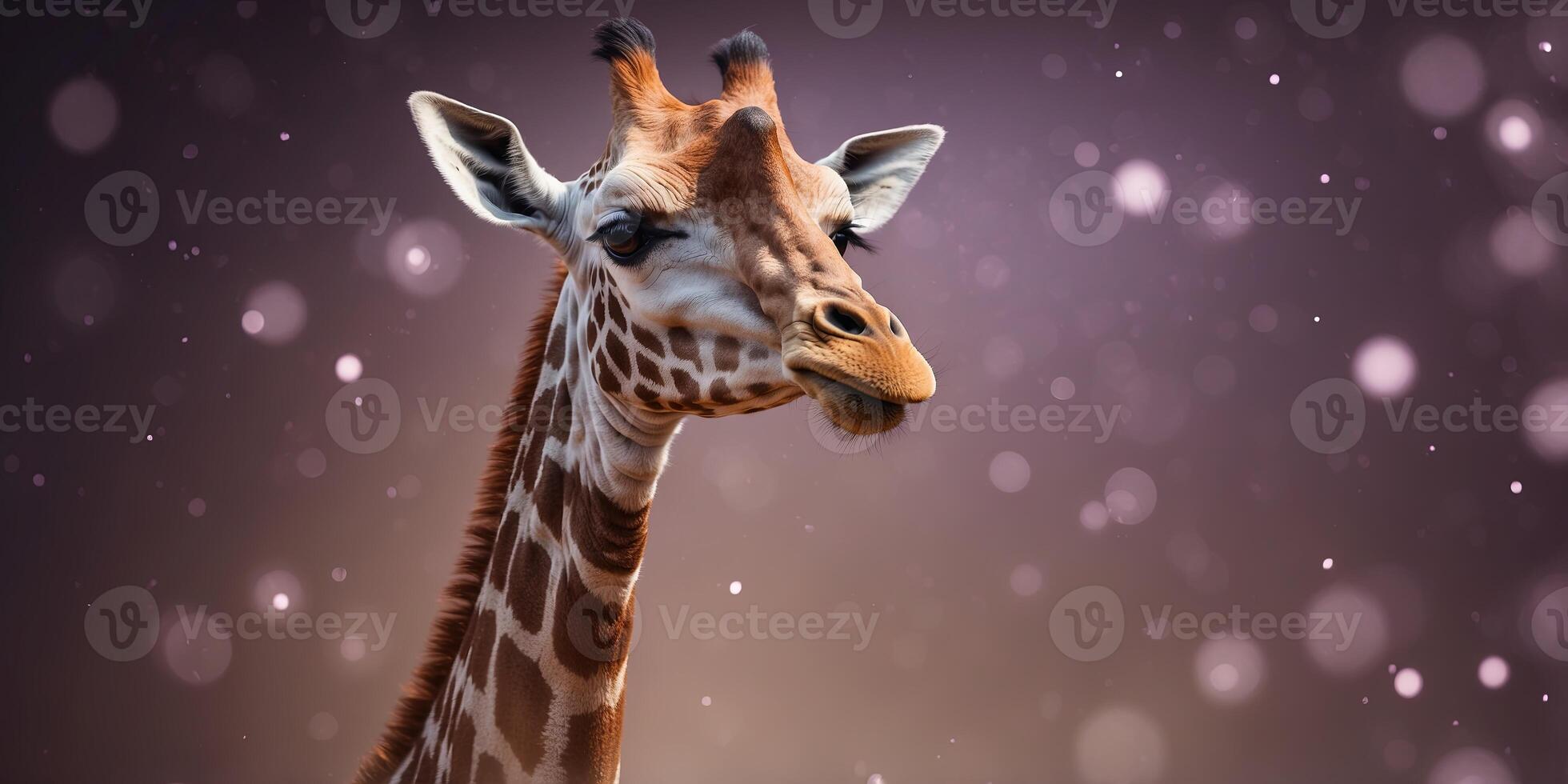 Giraffe wearing a ballet tutu on purple background. photo