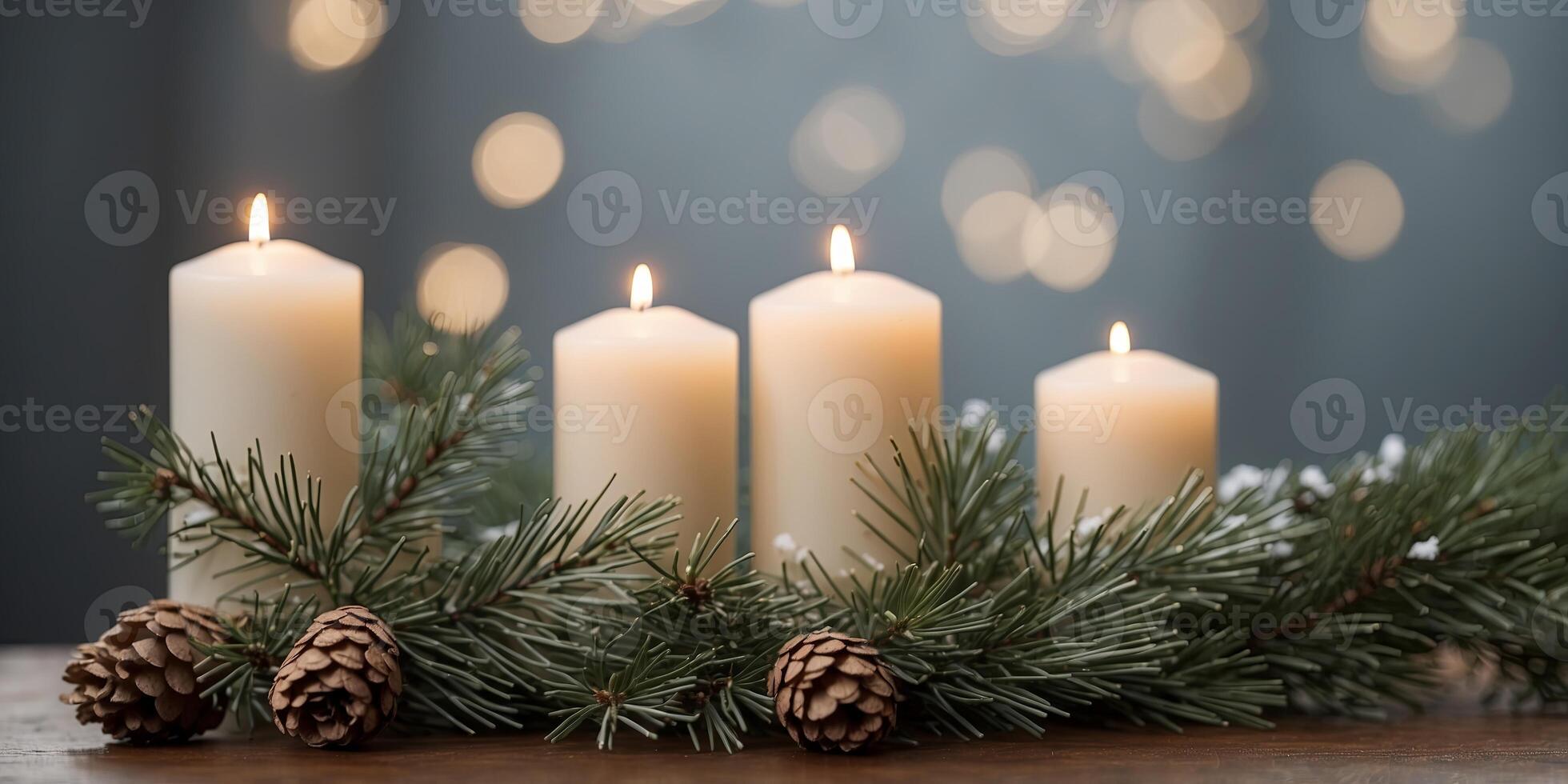 Wronepped presents with conendles onend pine sprigs. photo