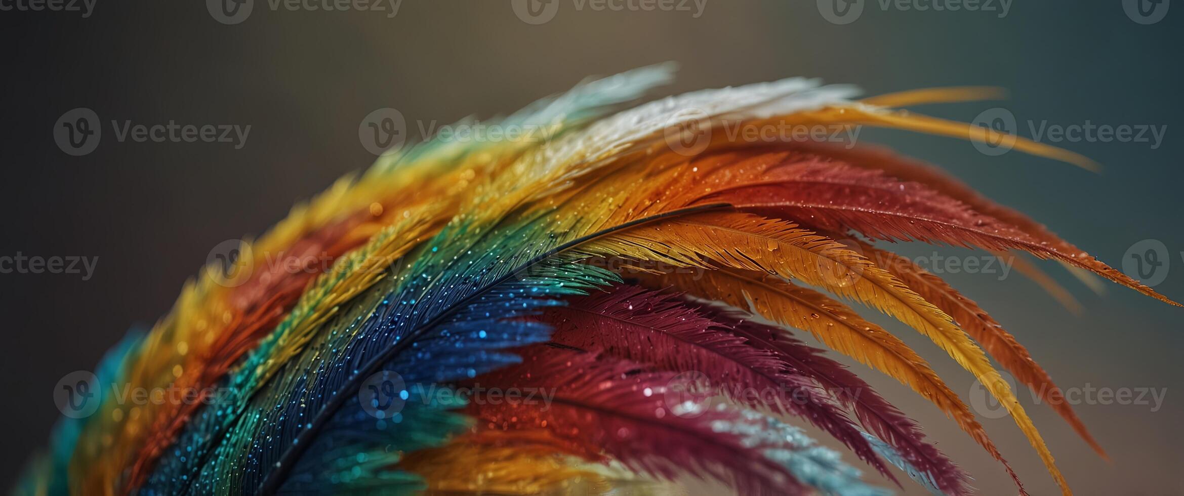 A close-up of a brightly colored feather. photo